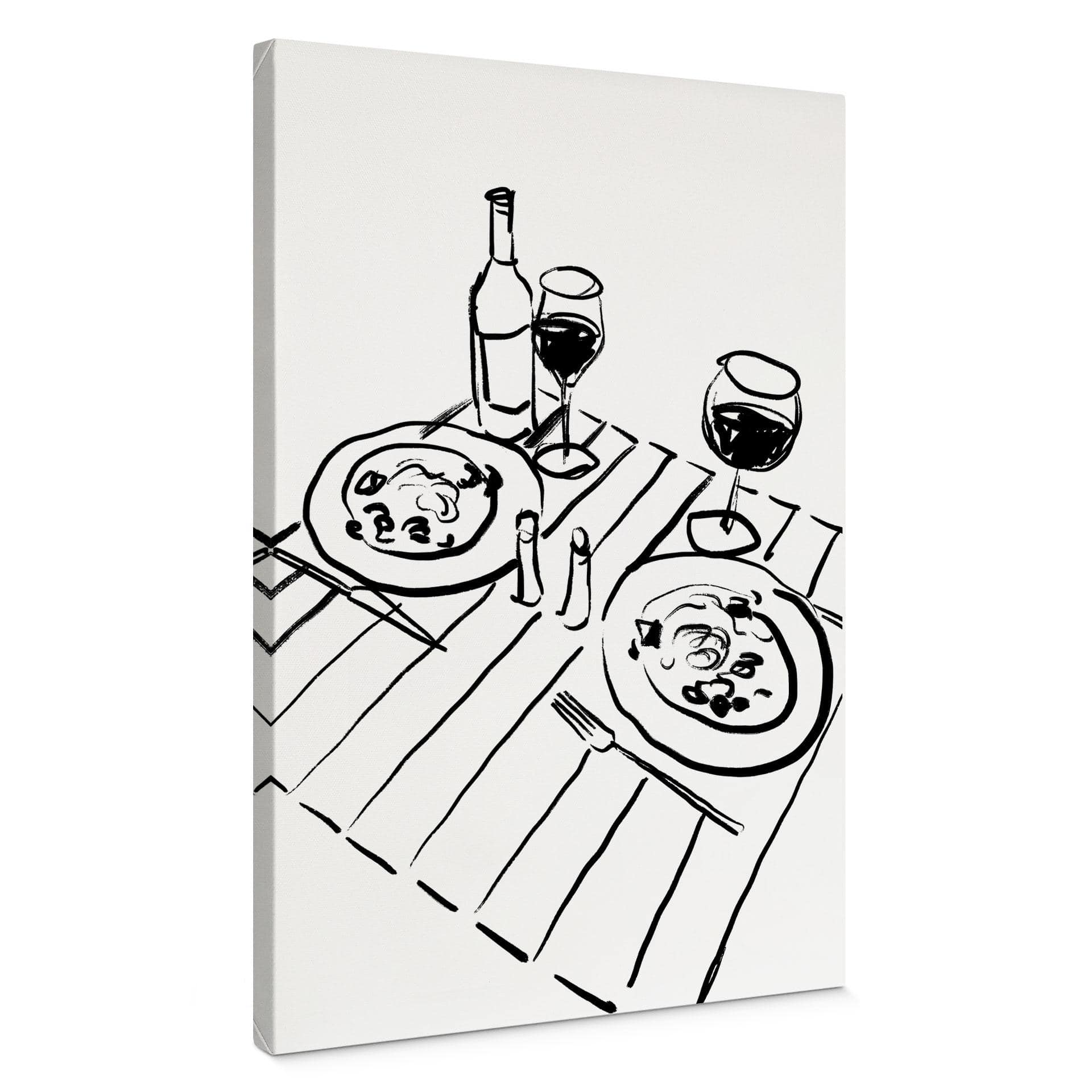 Canvasbillede stilleben middag med vin - Treechild