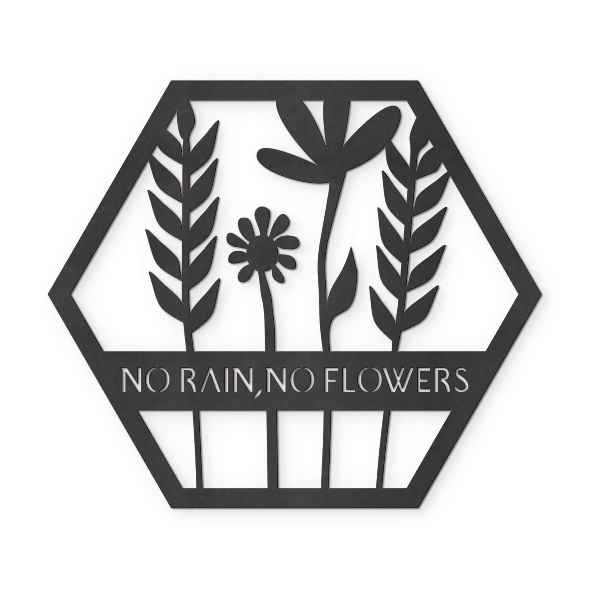 MDF - Decoración en madera - Flores en hexágono - No Rain No Flowers