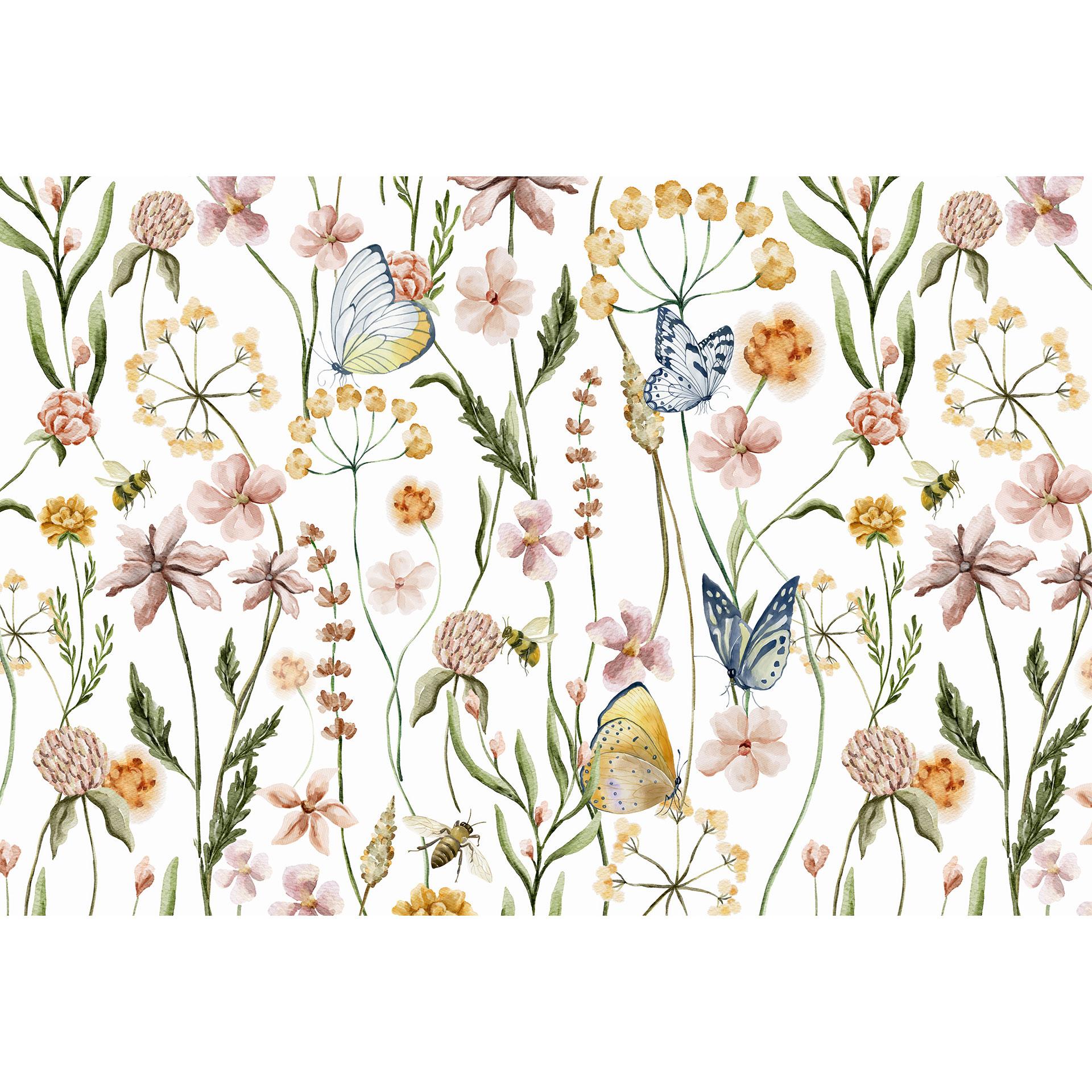 Fotomurale Prato di primavera con farfalle - UN Designs