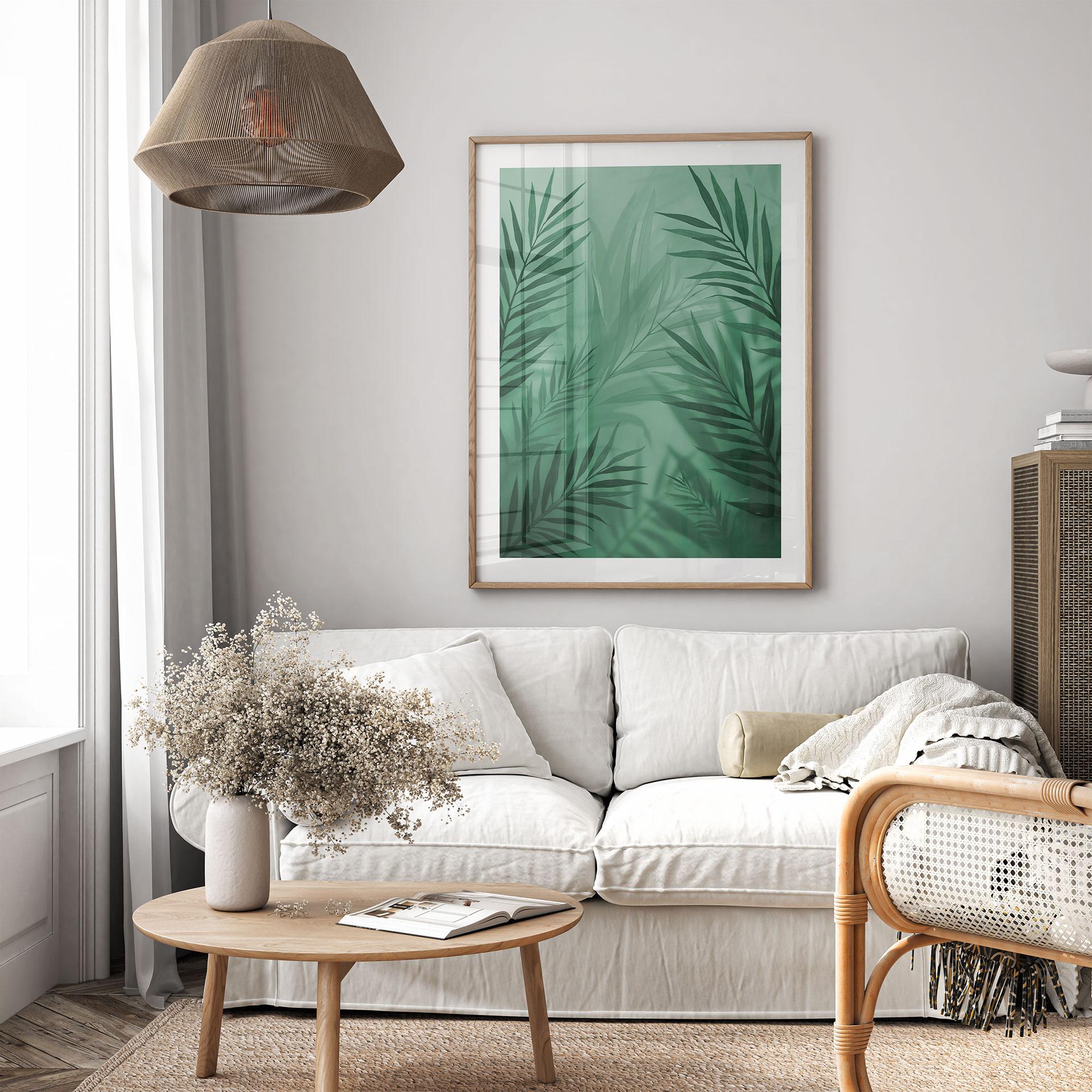 Plakat med grønne palmeblade
