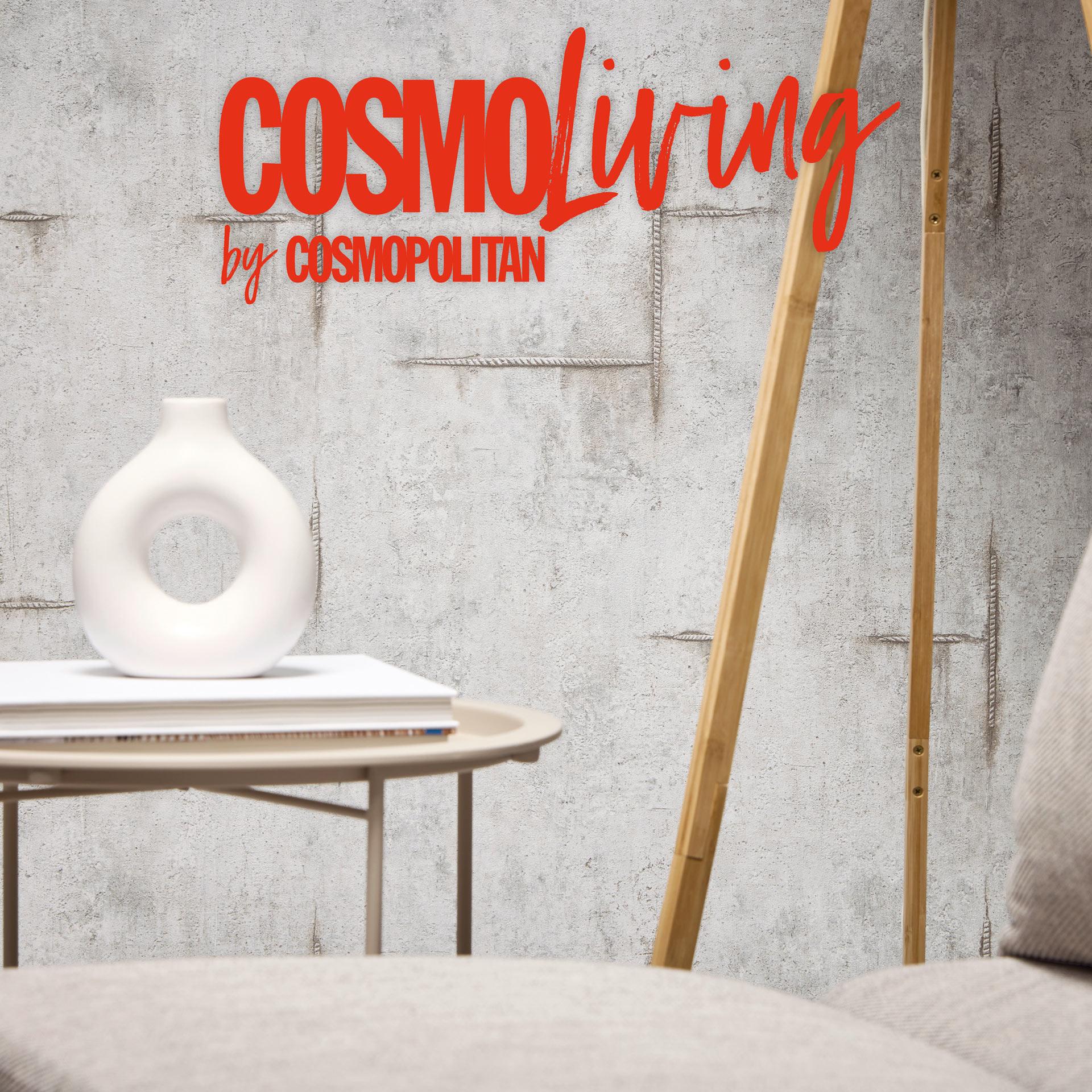 COSMOPOLITAN tapet betonlook grå - Ikke-vævet tapet i stue i industriel stil