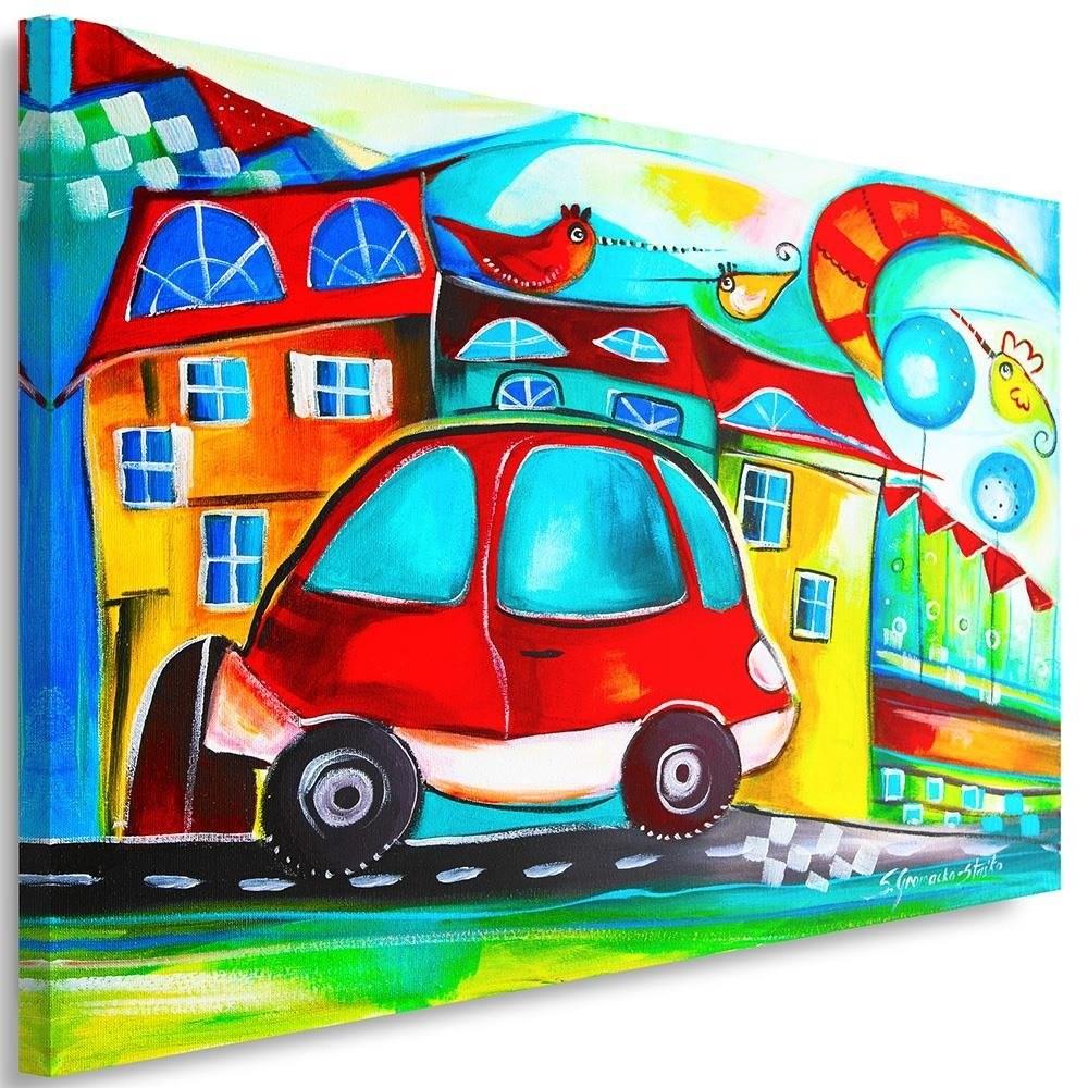 Canvasbillede, rød bil