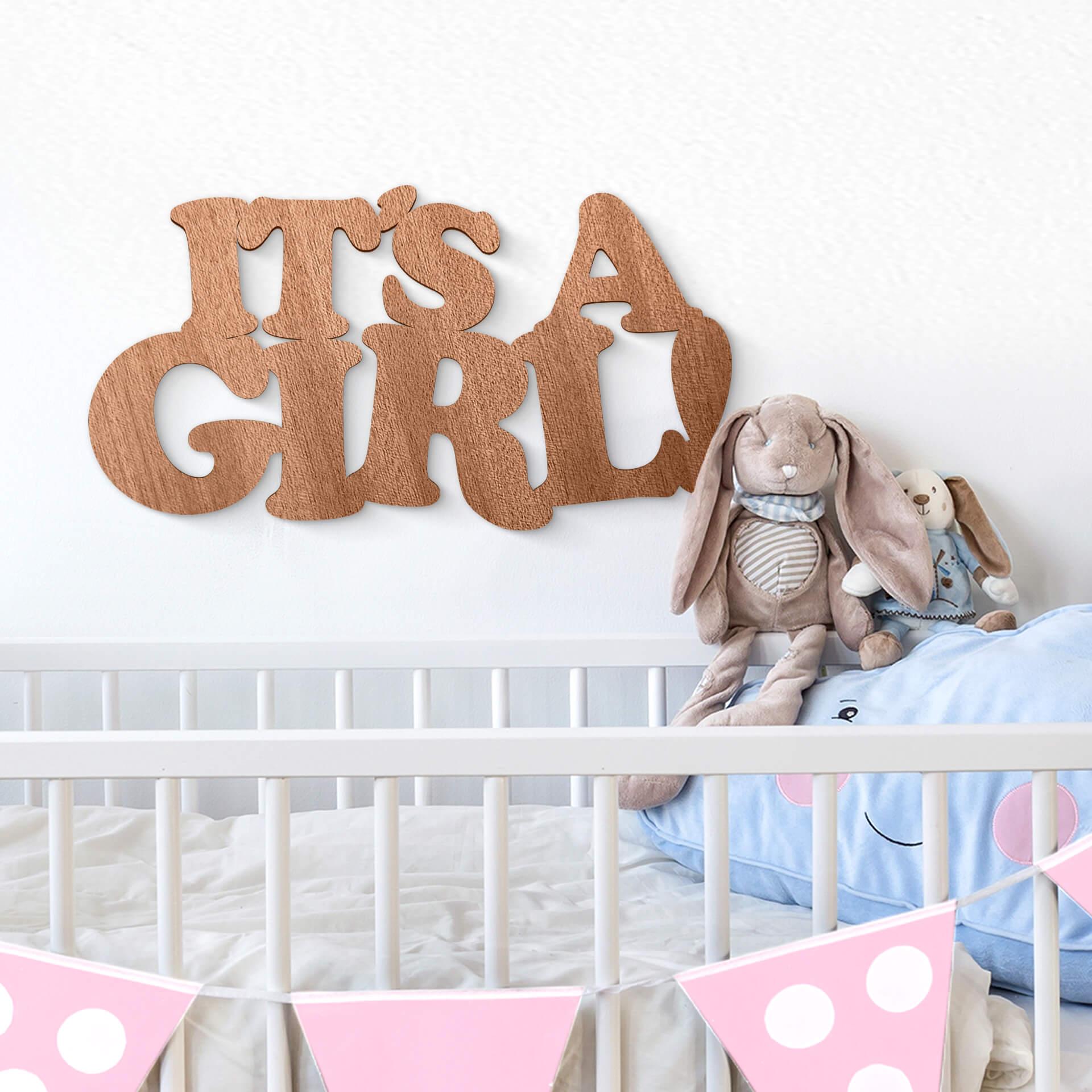 Décoration murale en bois - Placage acajou - It's a Girl