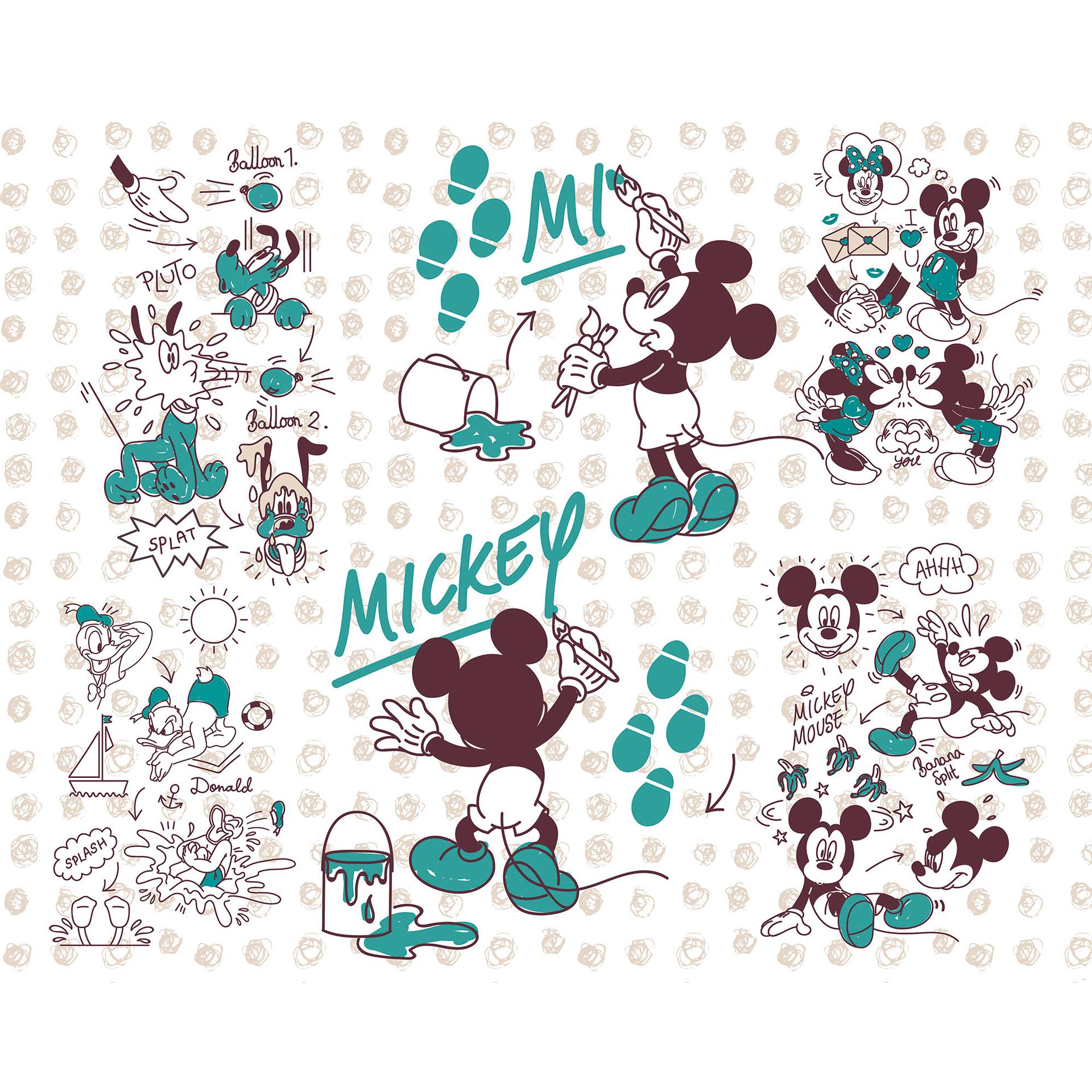Non-woven tapet - Mickey og venner - 350 x 280 cm