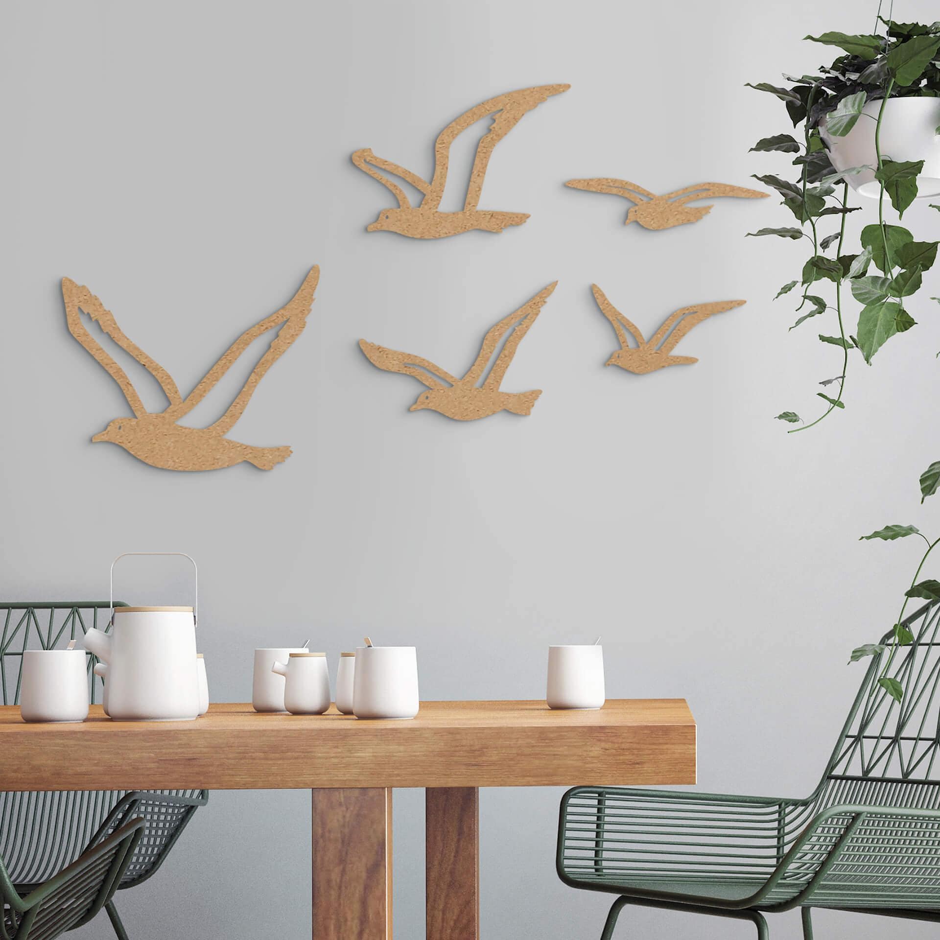 Decoración en madera MDF naturaleza - pájaros gaviotas (5 piezas)