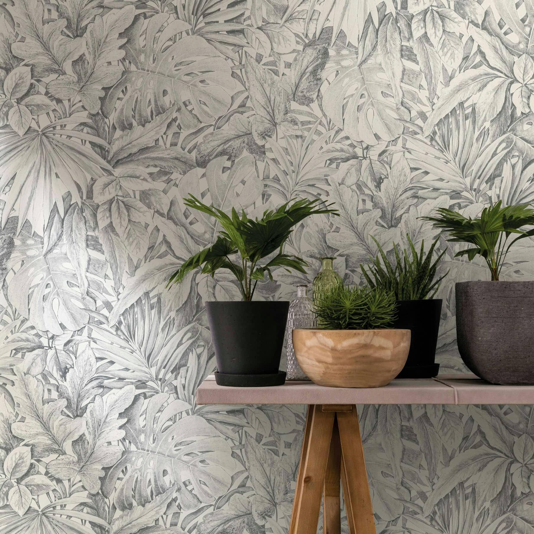 non-woven tapet grå blomstret til stue soveværelse tapet marburg