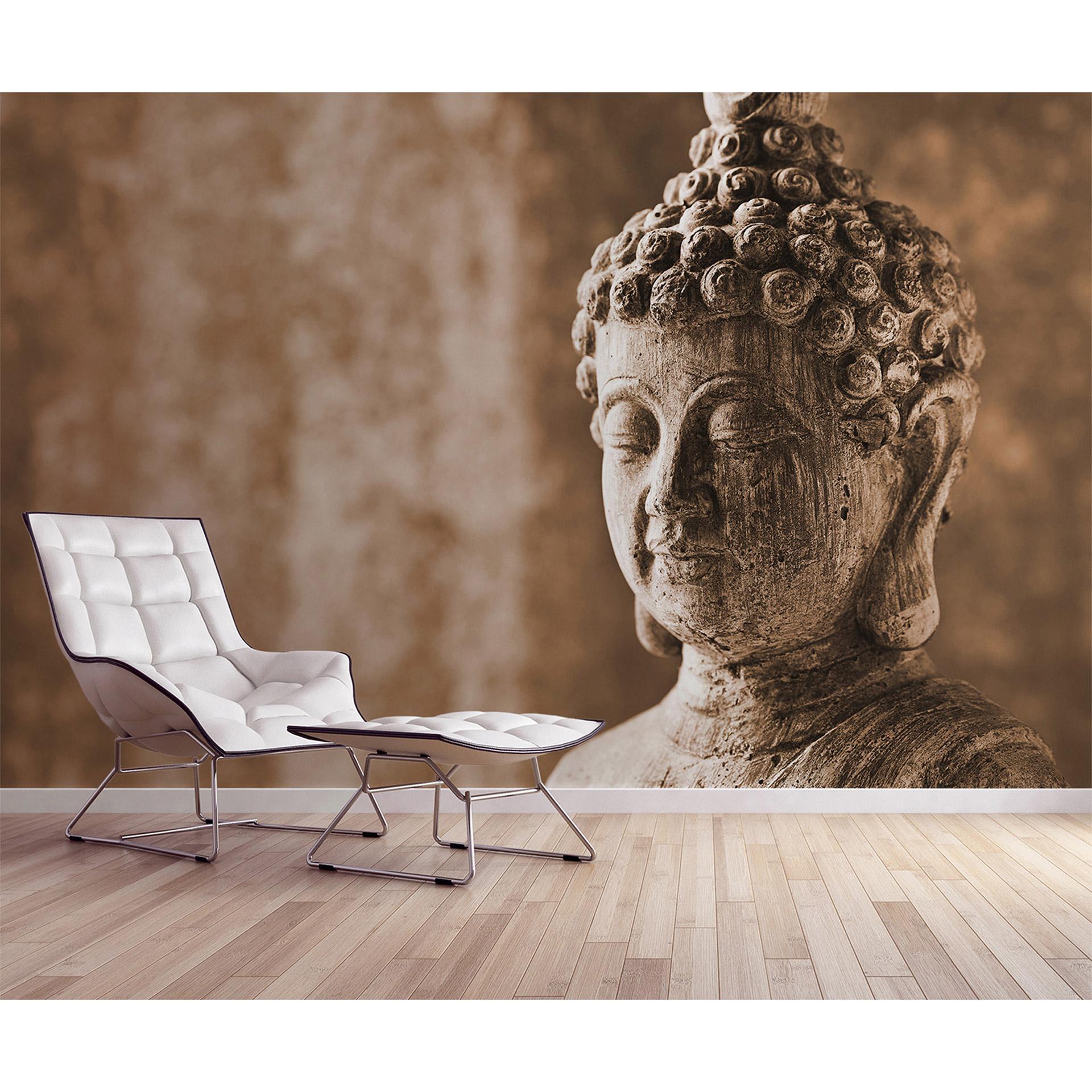 non-woven tapet AsianCulture Buddha fototapet Designwalls i brun og grå