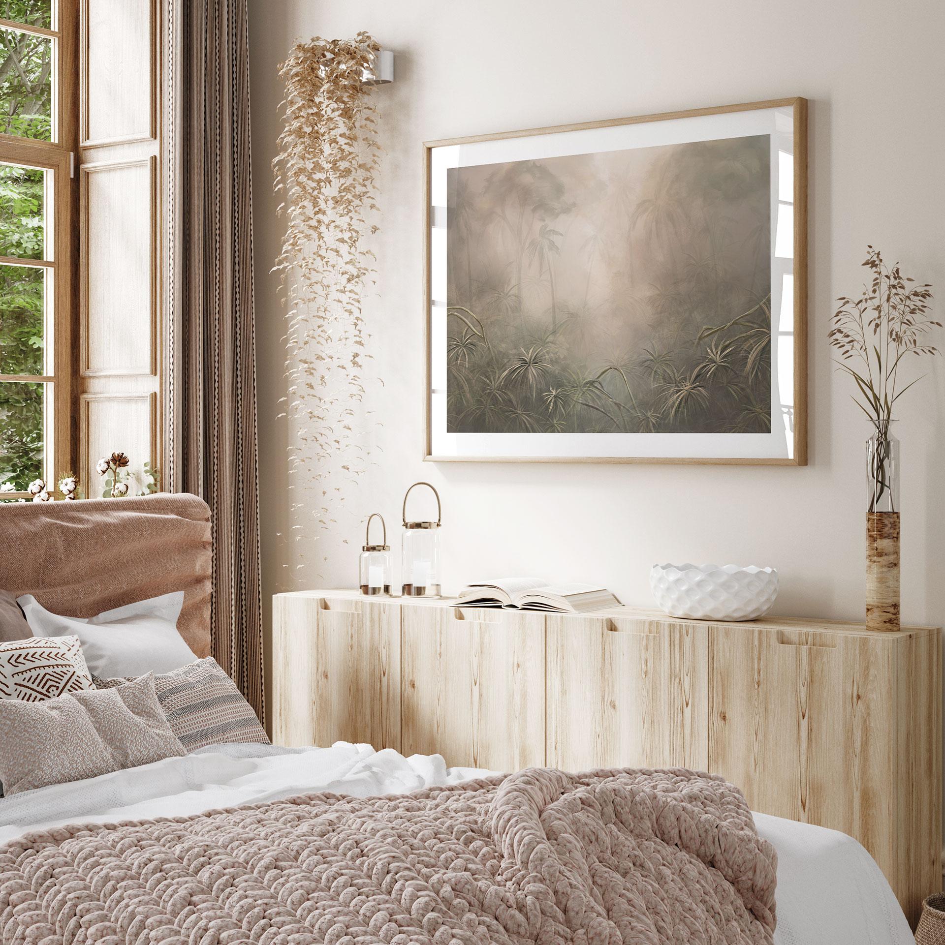 Palmen Poster Mystischer Regenwald im Nebel - Ms Tiff
