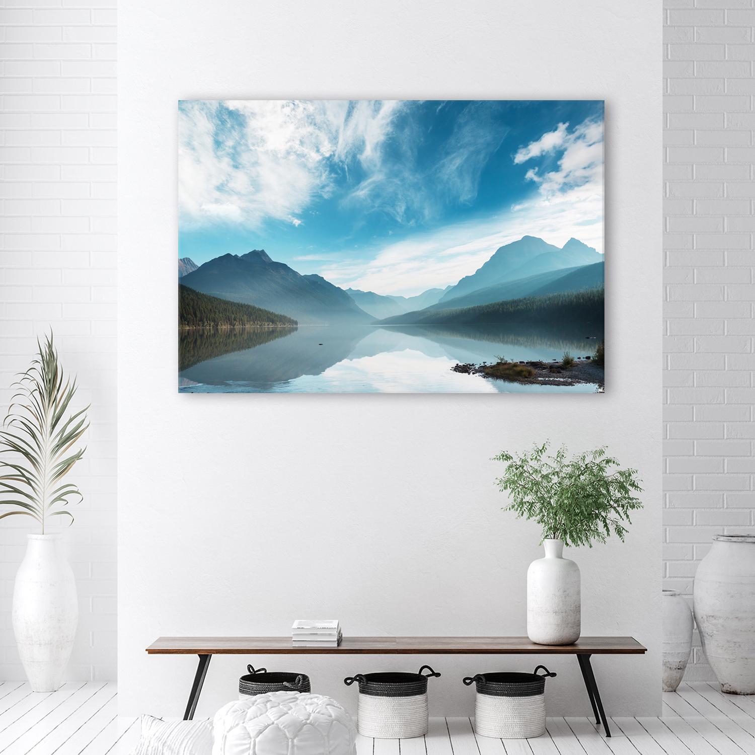 Canvasbillede, Sø bjerge landskab natur