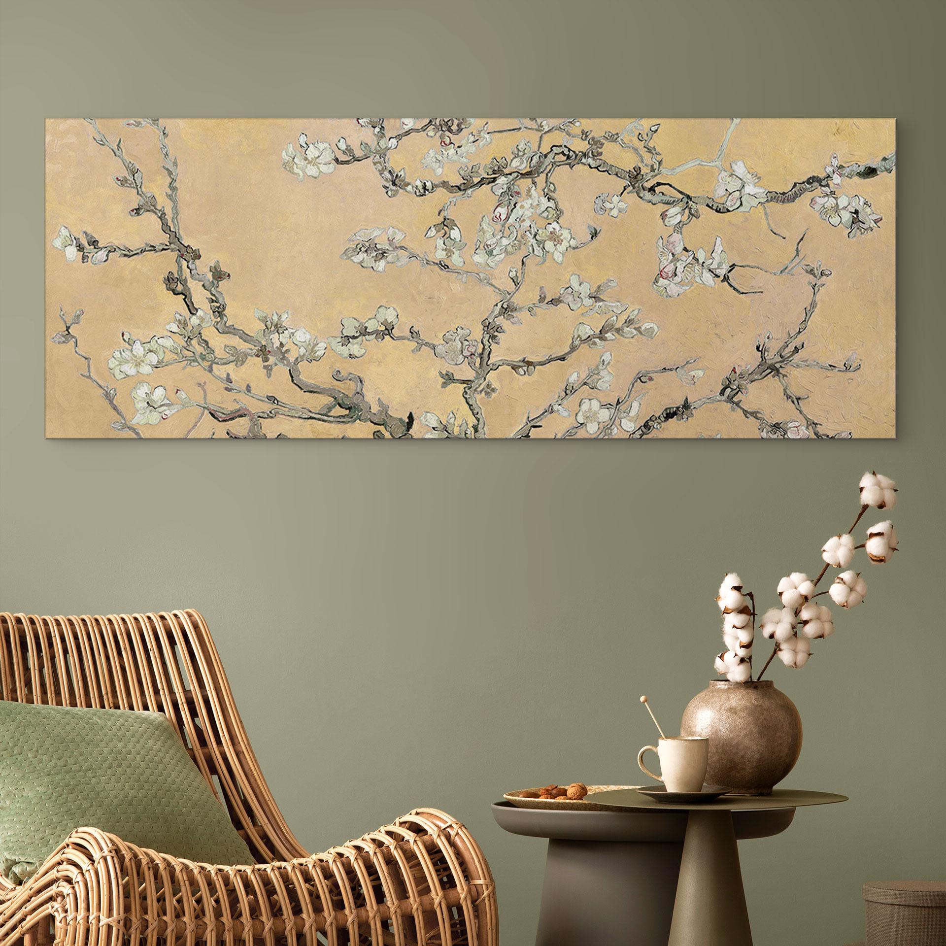 Wandbild van Gogh - Mandelblüte - creme - Panorama - Alu-Dibond