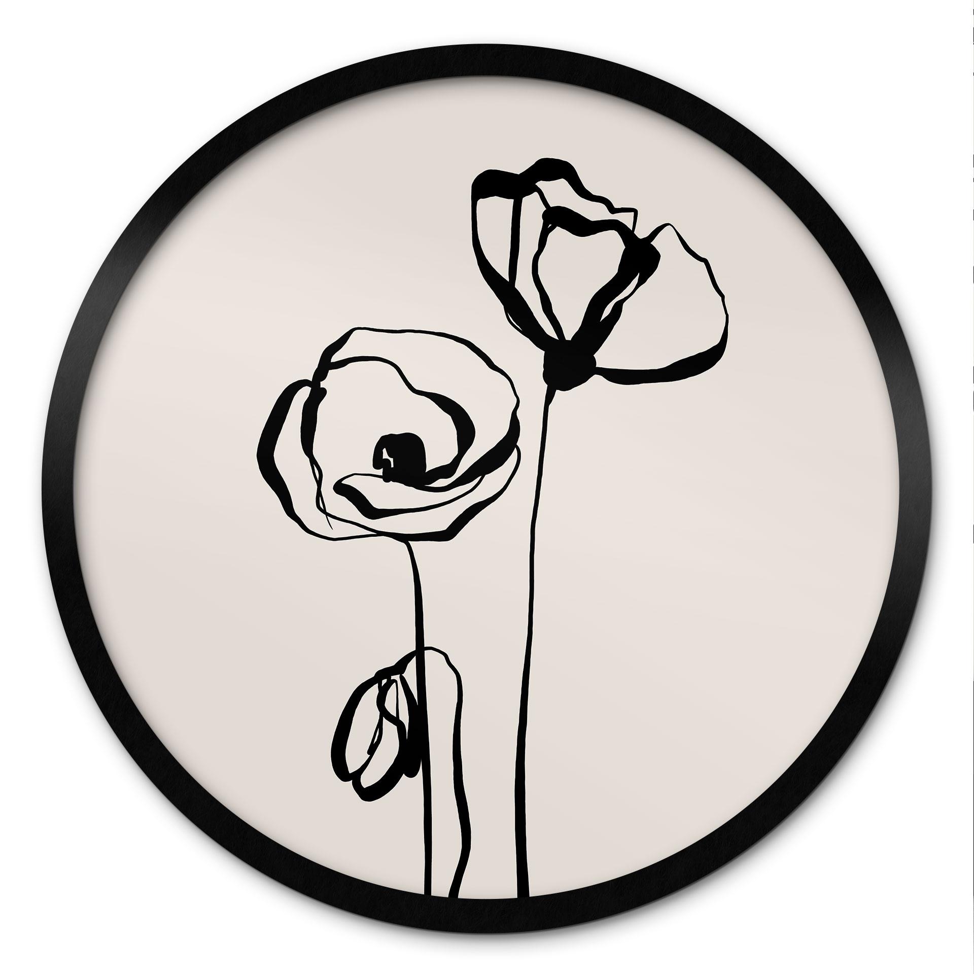Plakat Line Art Two Poppies - Cats & Dotz - Round