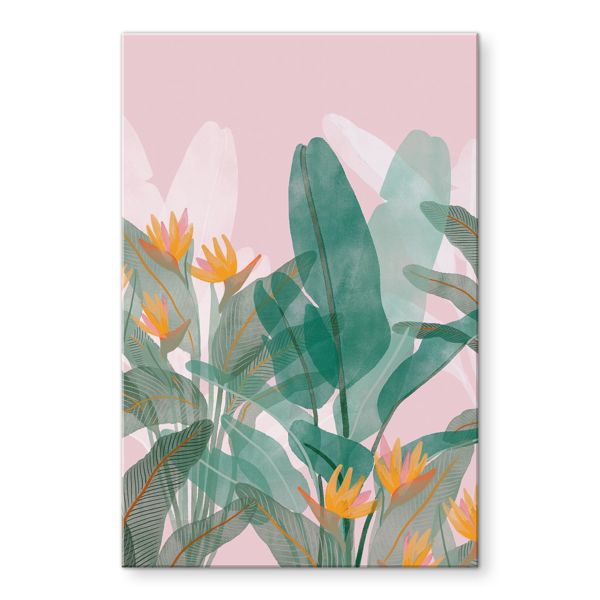 Akrylbillede Botanisk illustration i grøn og pink - Goed Blauw