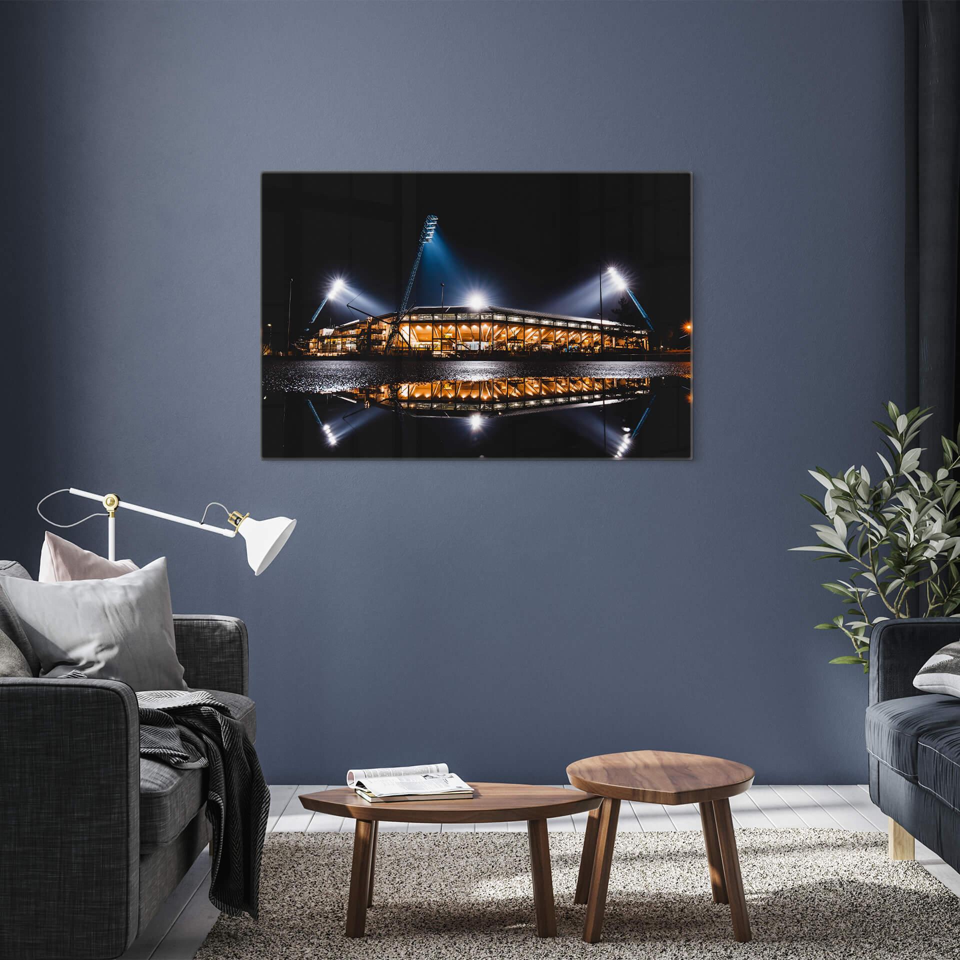 Glasbild FC Hansa Rostock Stadion bei Nacht - 60x40 cm
