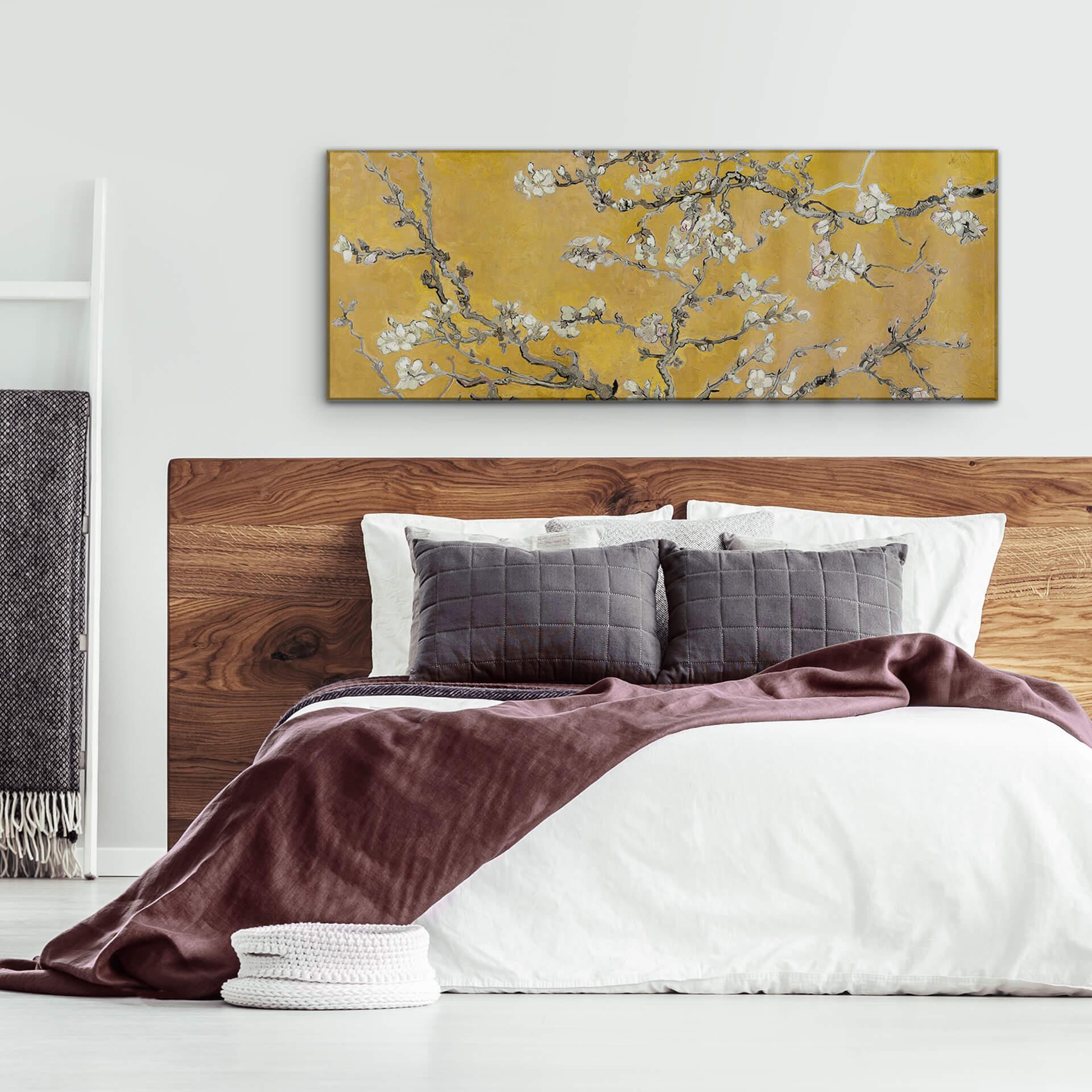 Akrylbillede van Gogh - Mandelblomst Okker - Panorama