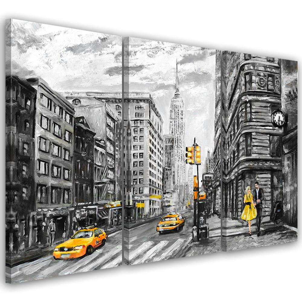 3 stykke lærredstryk, New York Taxi USA Akryl