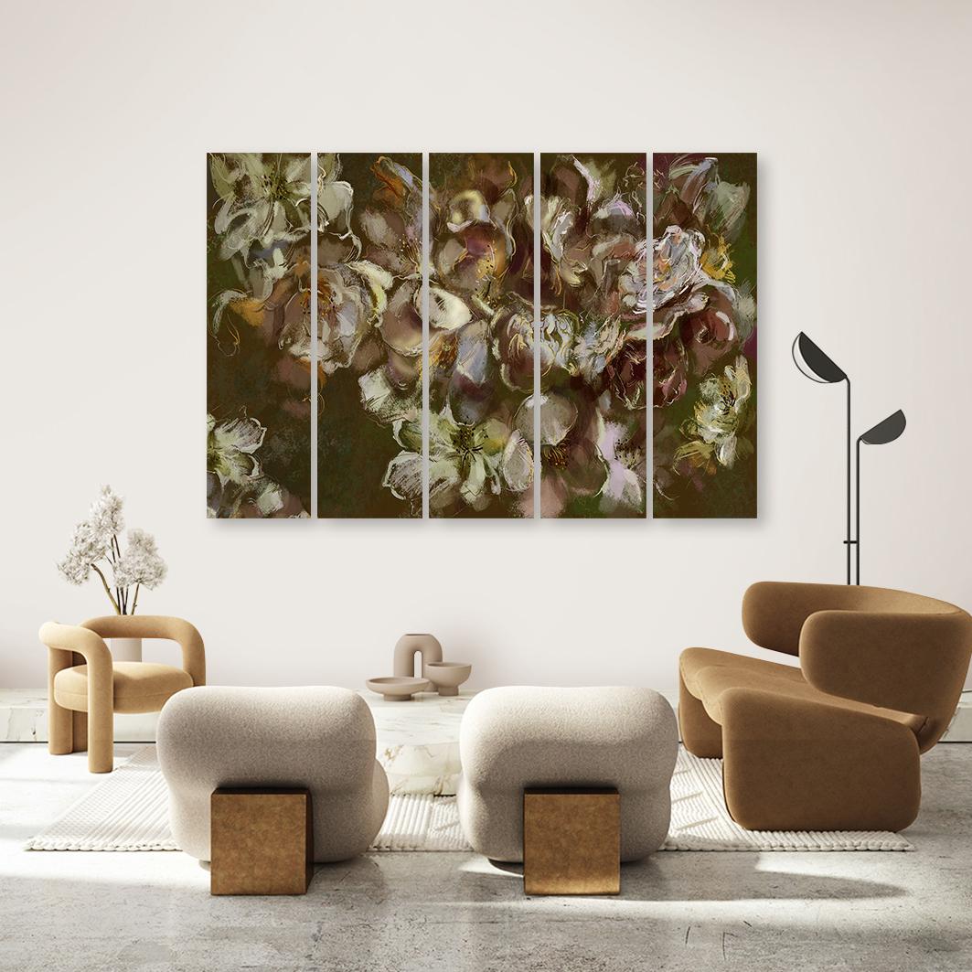 5 stykke lærredstryk, Irisblomst