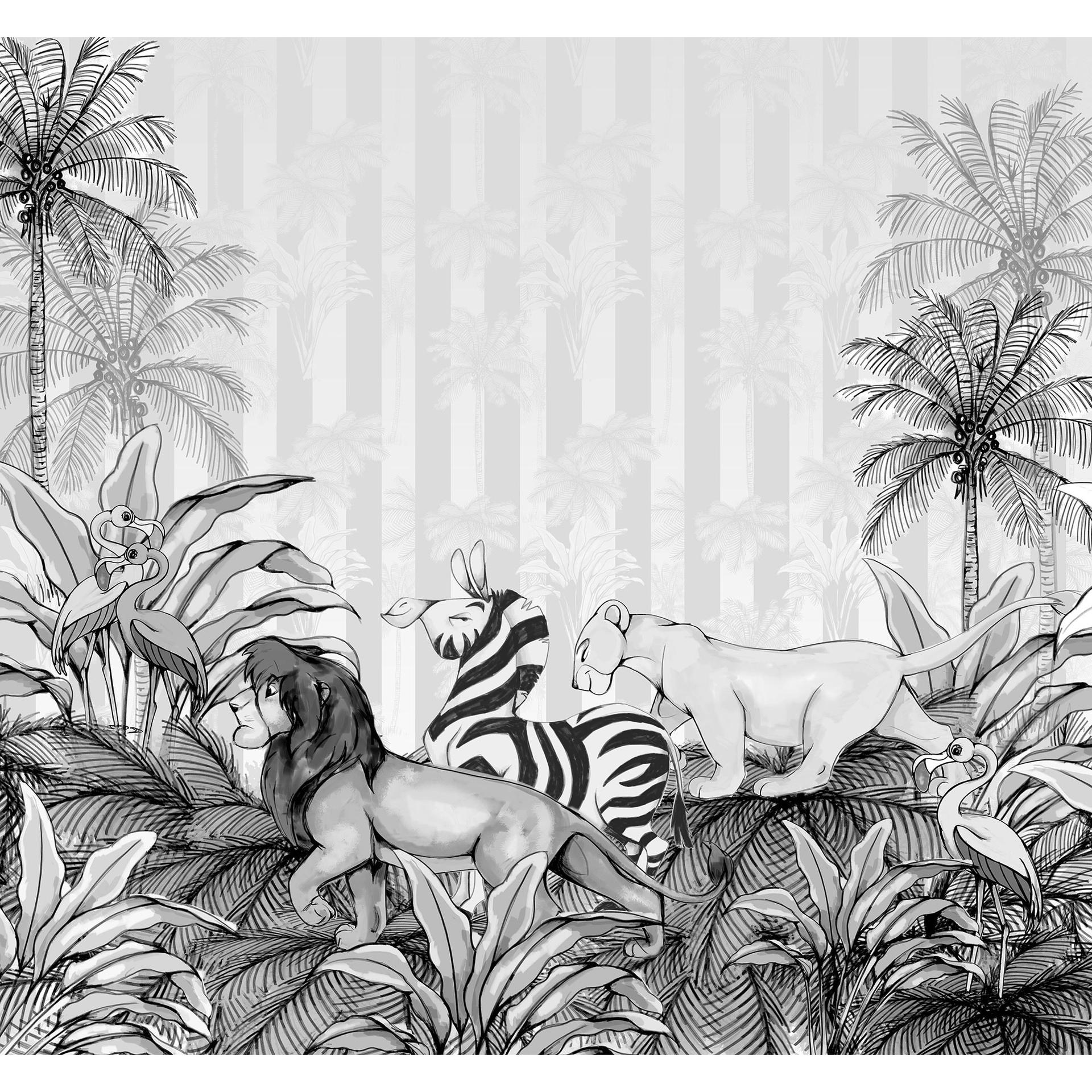 Tapet - Løvernes Konge monokrom - 300 x 280 cm