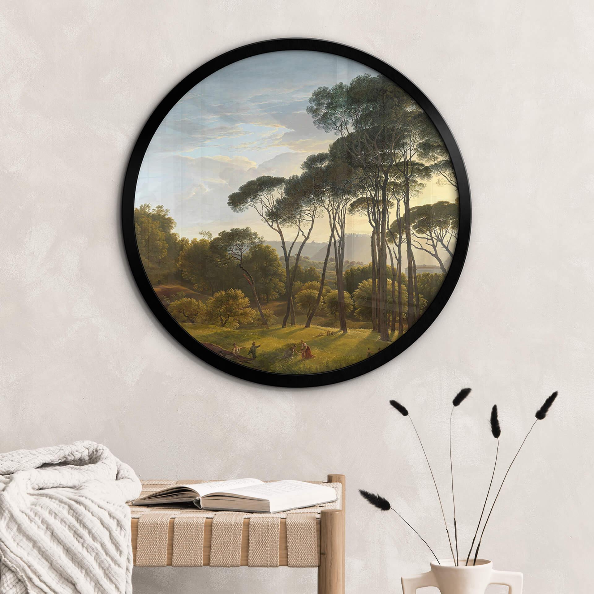 Póster Voogd - Paisaje italiano con pinos paraguas - Redondo