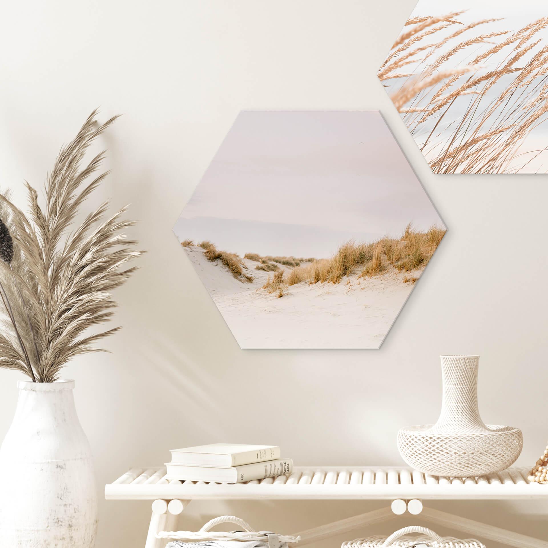 Hexagon Dibond Zwart - Duinen bij Ameland