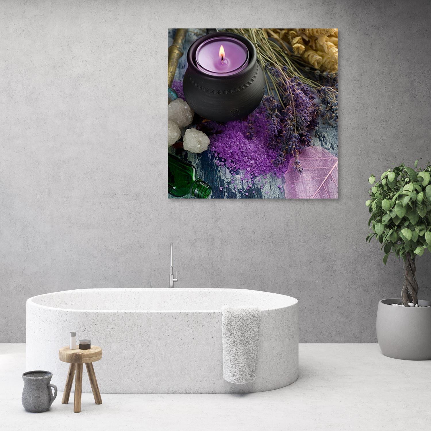 Canvasbillede, Violet Zen Spa Candle