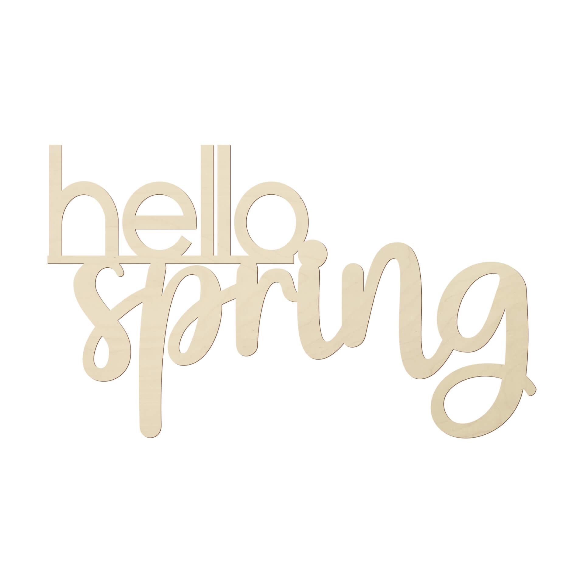 Holz-Deko 3D Schriftzug hello spring - Pappel