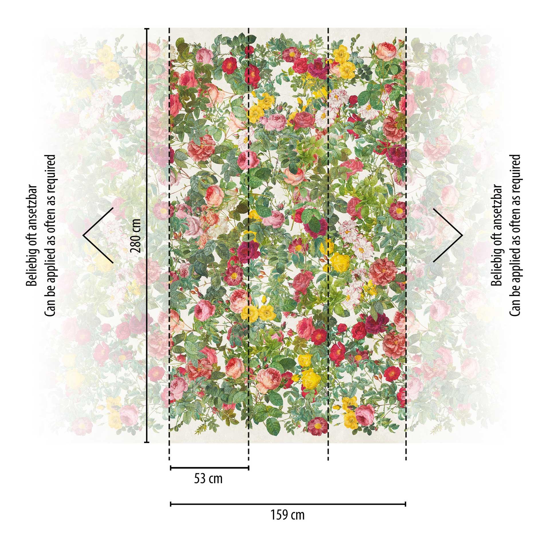 Bloemenweide fotobehang kleurrijk groen - vliesbehang met bloemmotieven - romantisch design