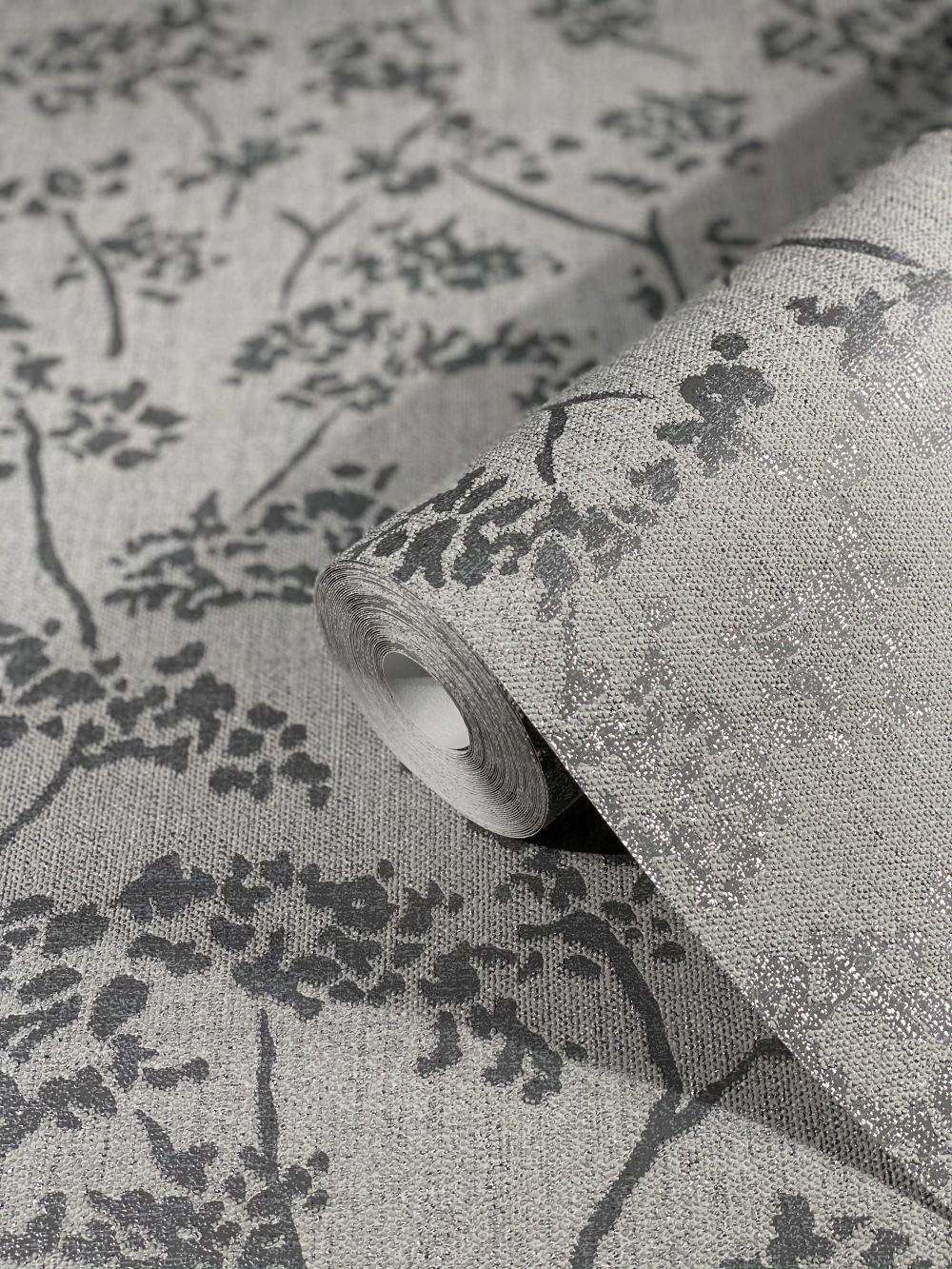 SCHÖNER-WOHNEN non-woven tapet, tekstureret tapet grå, sølv