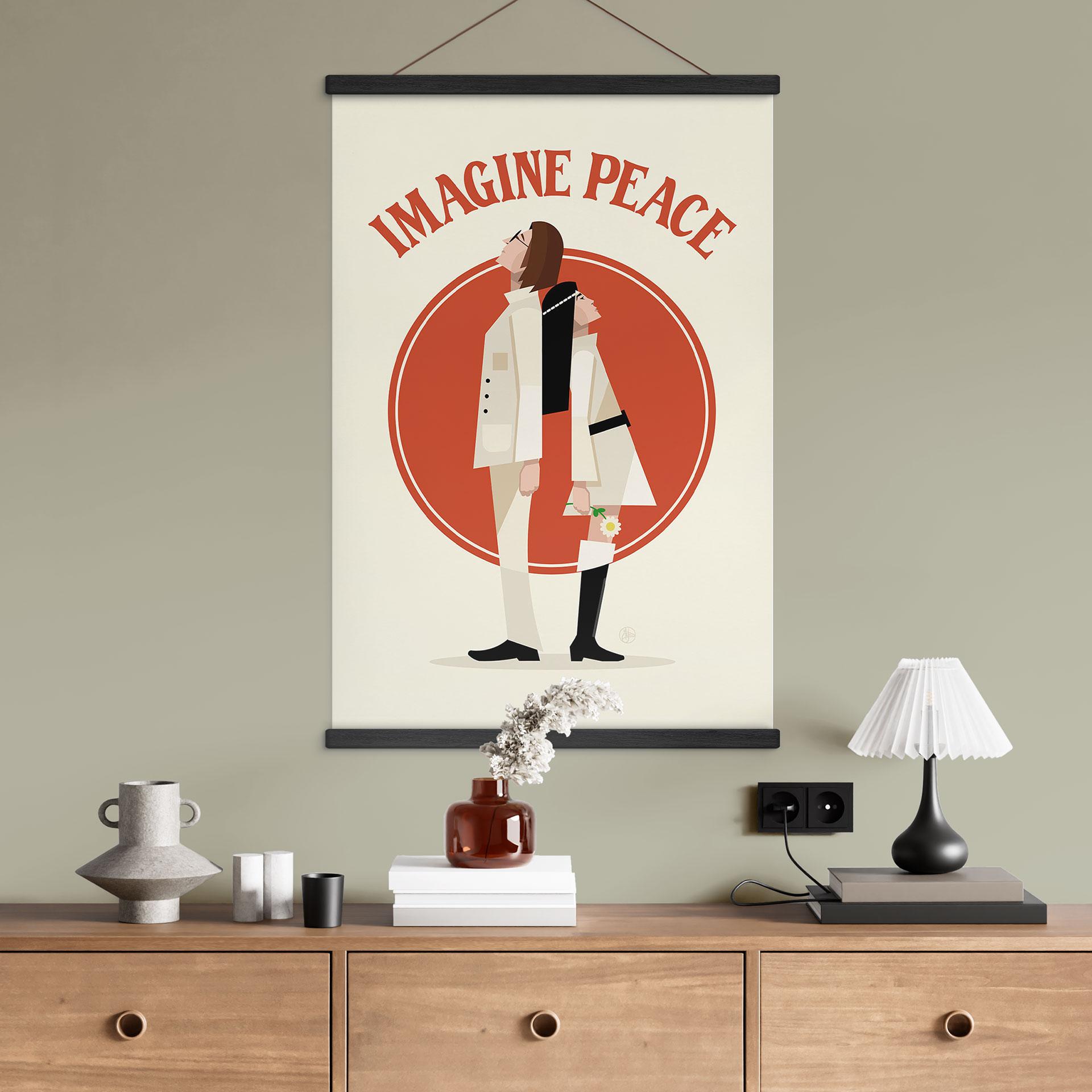 Tekstil plakat Imagine Peace - To for fred og håb - Retrodrome