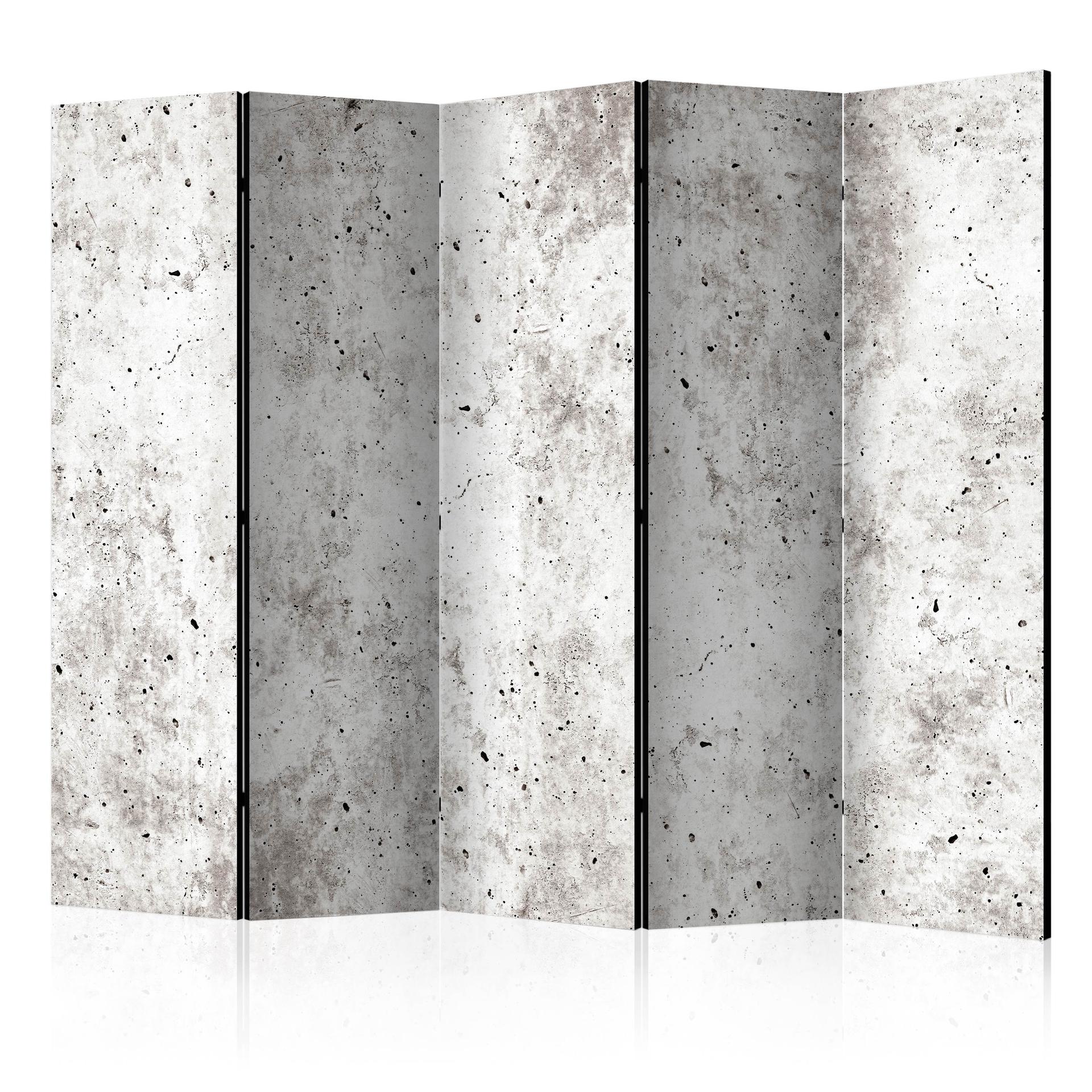 Skærmrumdeler - Urban stil: Beton, 5-delt - 225x172 cm