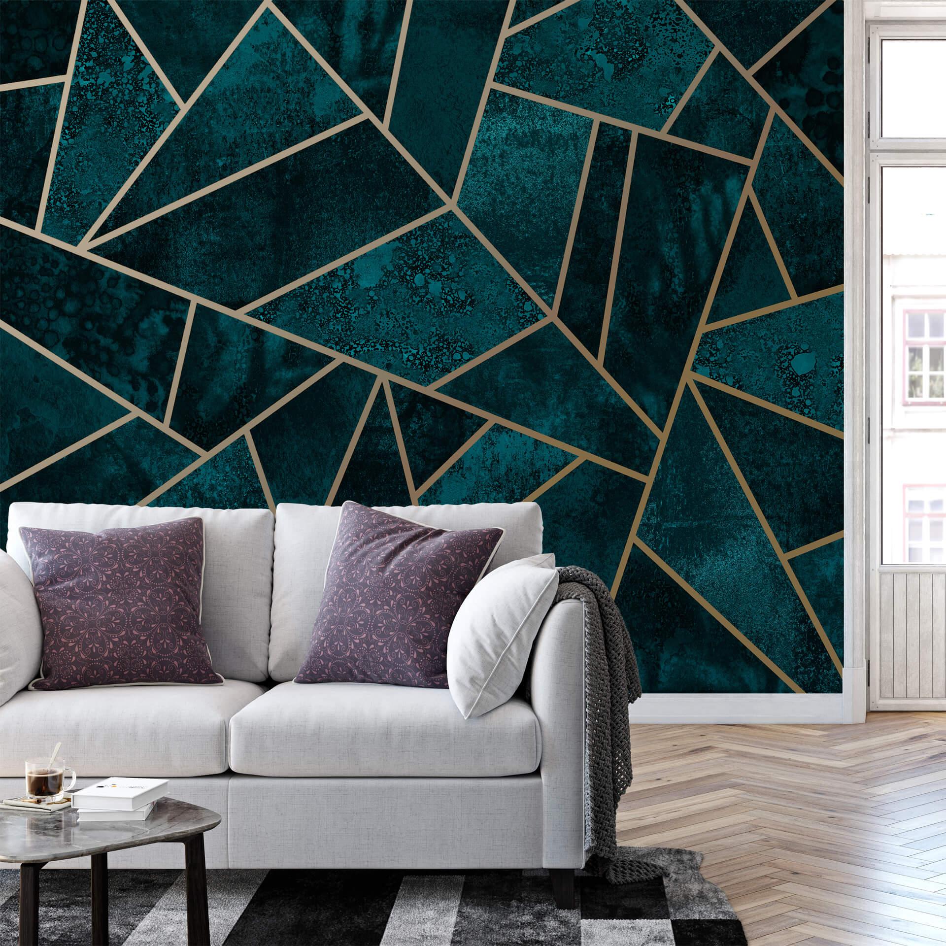 Papierbehang Fredriksson - Blue Green Emeralds