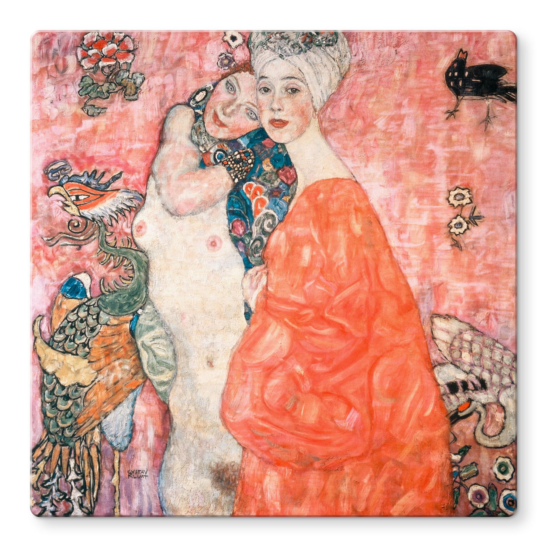 Glasbillede - Klimt - Veninderne - Firkantet