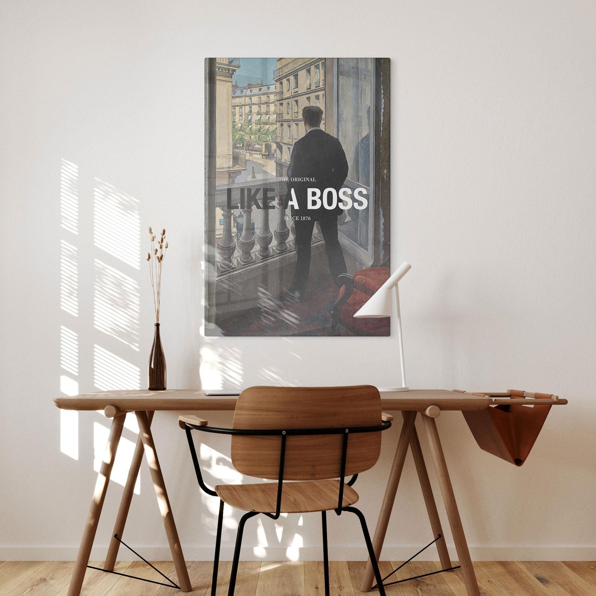 Glasbillede - Like a Boss - Inspireret af Caillebotte - Ung mand ved vinduet