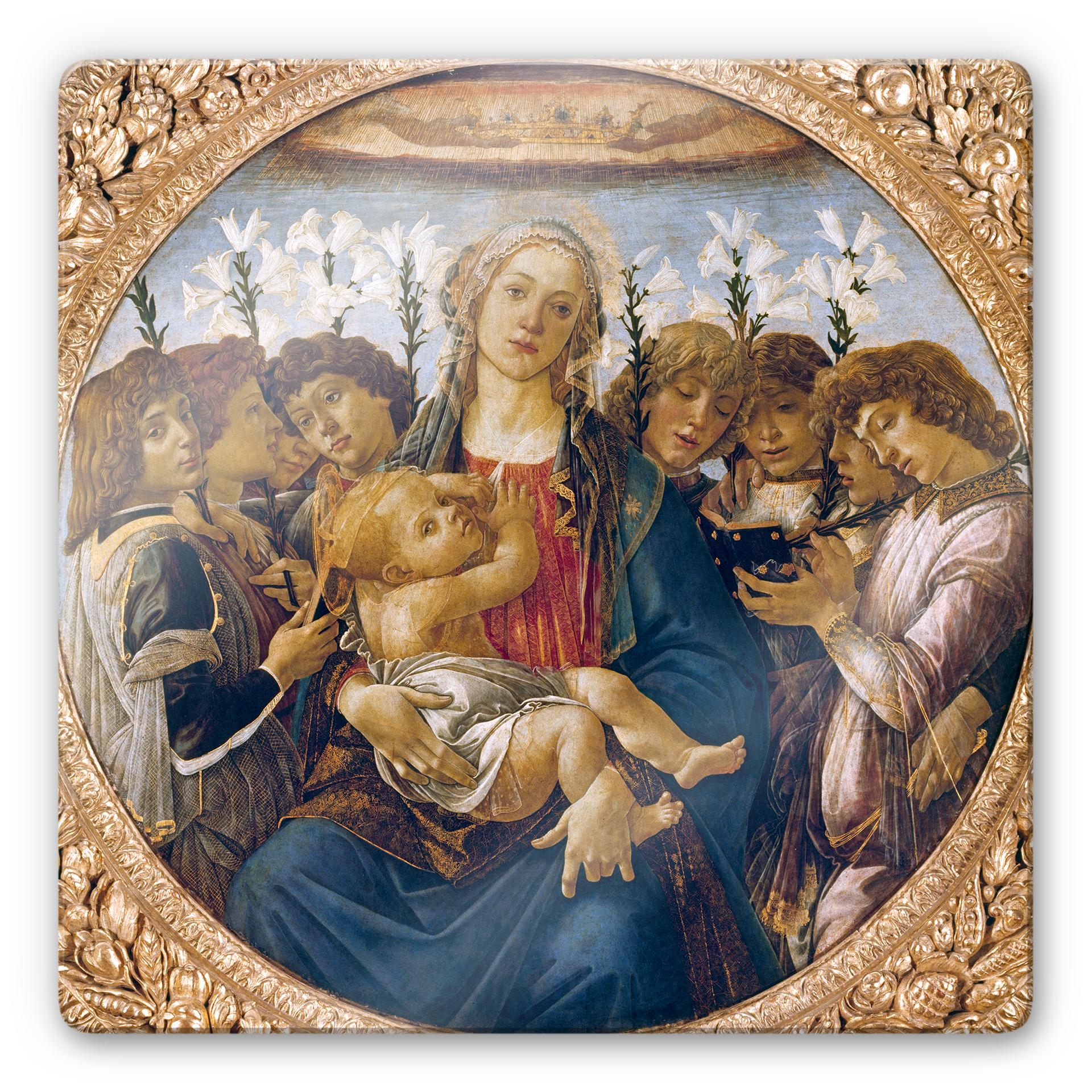 Glasbillede - Botticelli - Maria omgivet af syngende engle