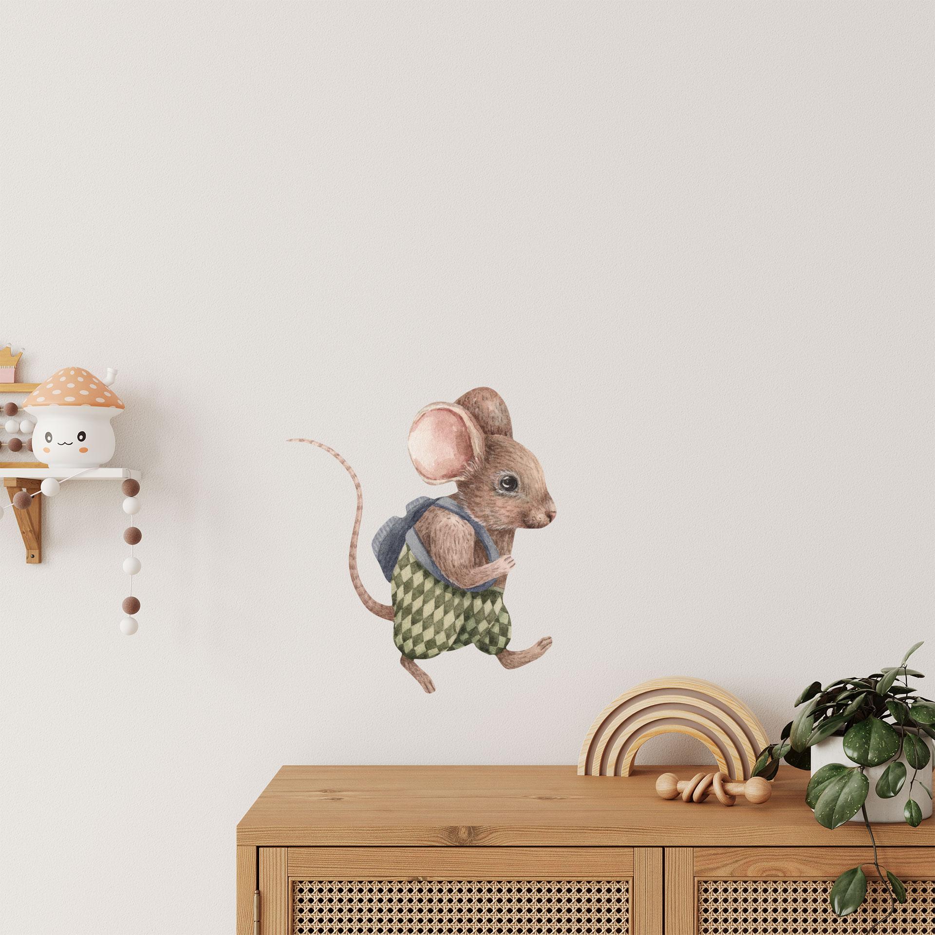 Wallsticker Lille mus på opdagelsesrejse - Kikki Belle