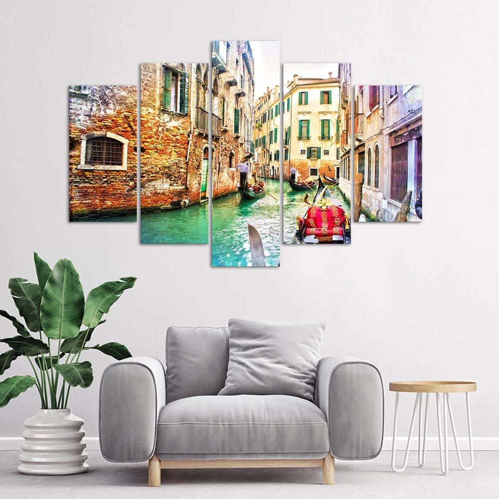 5 stykke lærredstryk, Venedig City, Italien