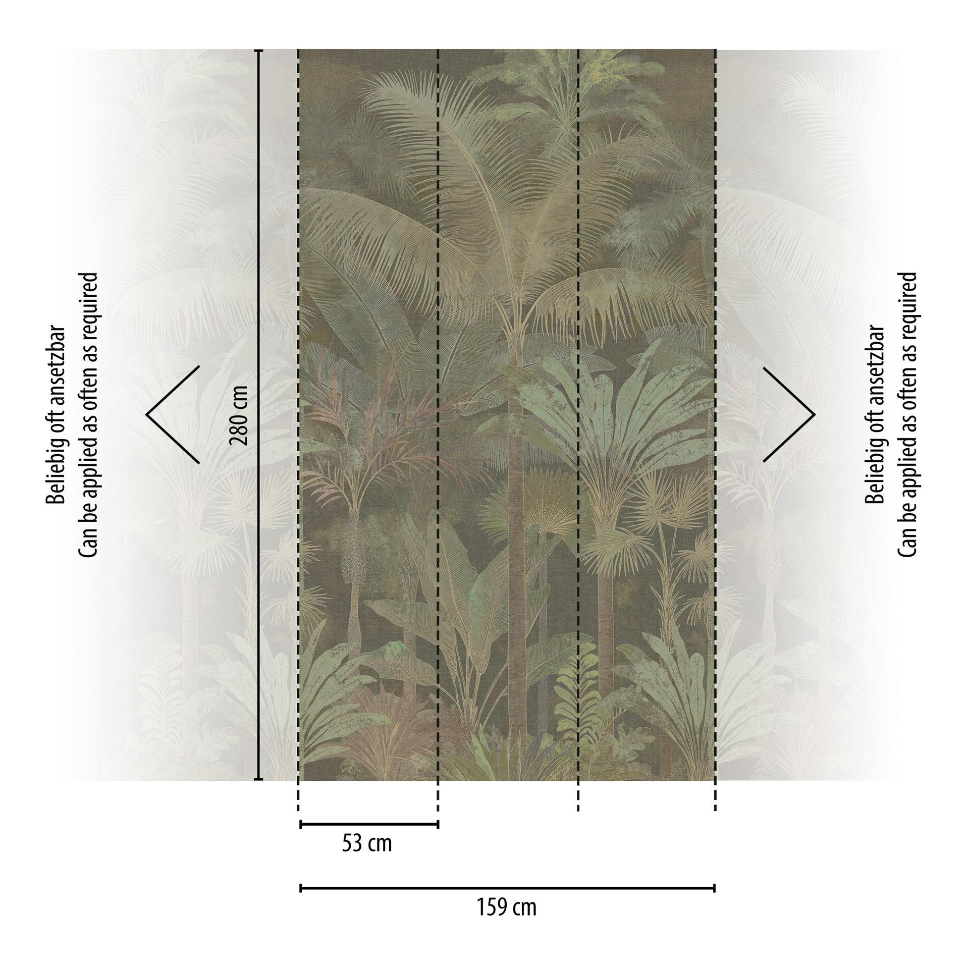 Fotobehang palmbomen jungle uitrekbaar beige groen 159x280 cm Vliesbehang
