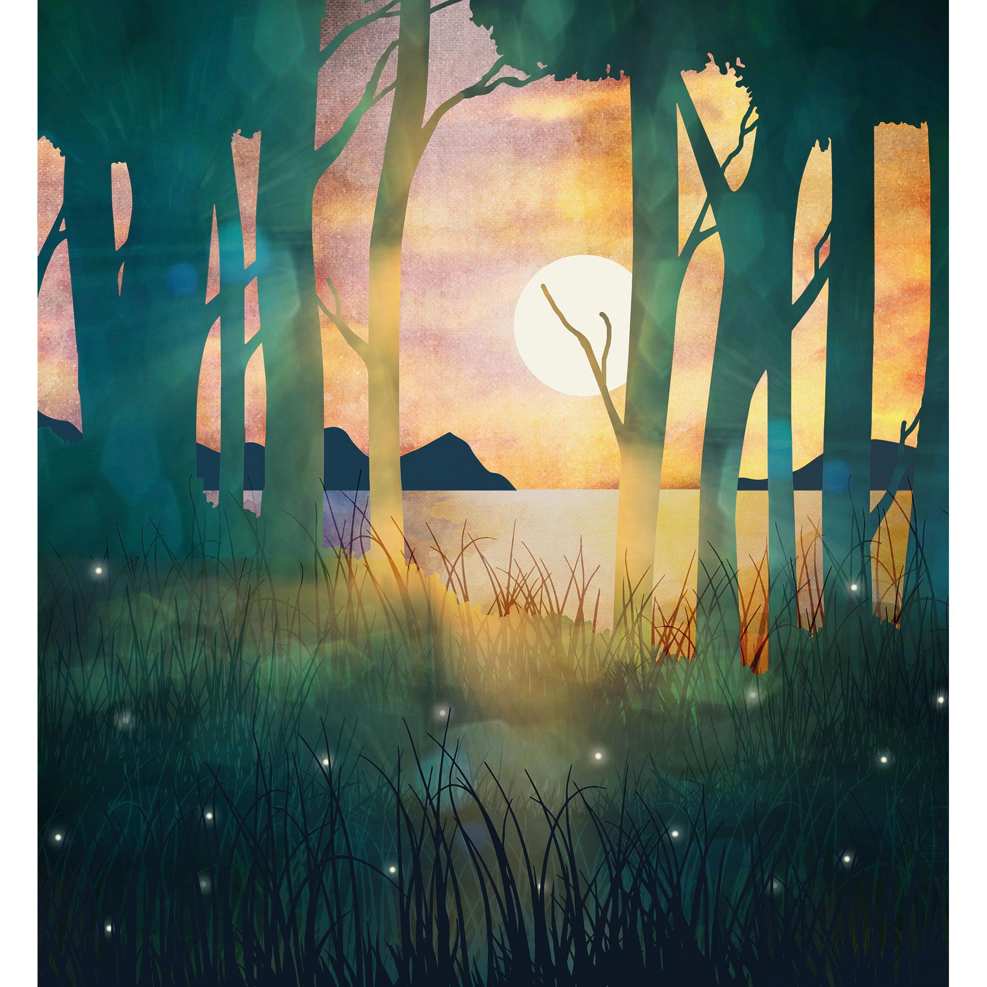 Fotobehang Magie van het bos bij zonsondergang - SpaceFrog Designs
