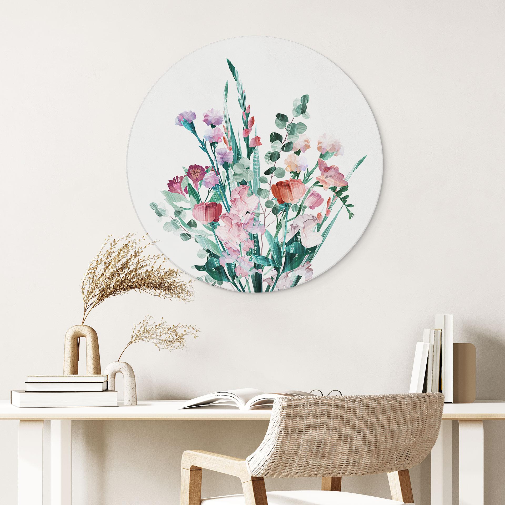 Wilde bloemen boeket in de lente - Goed Blauw - Alu-Dibond Rond