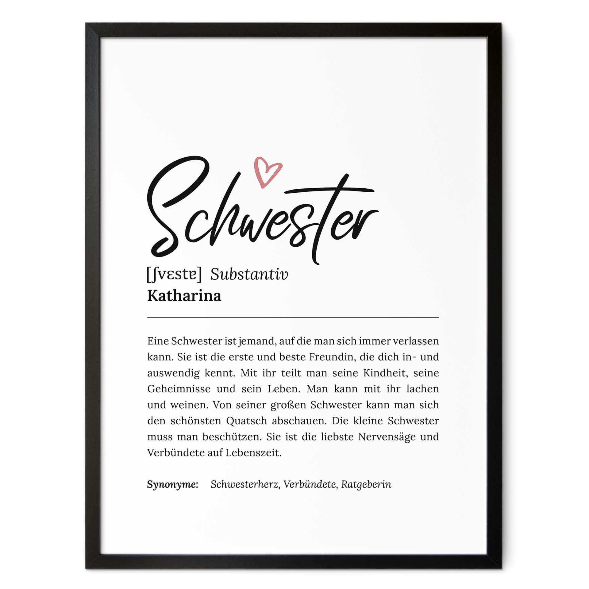 Personalisiertes Poster Definition - Schwester