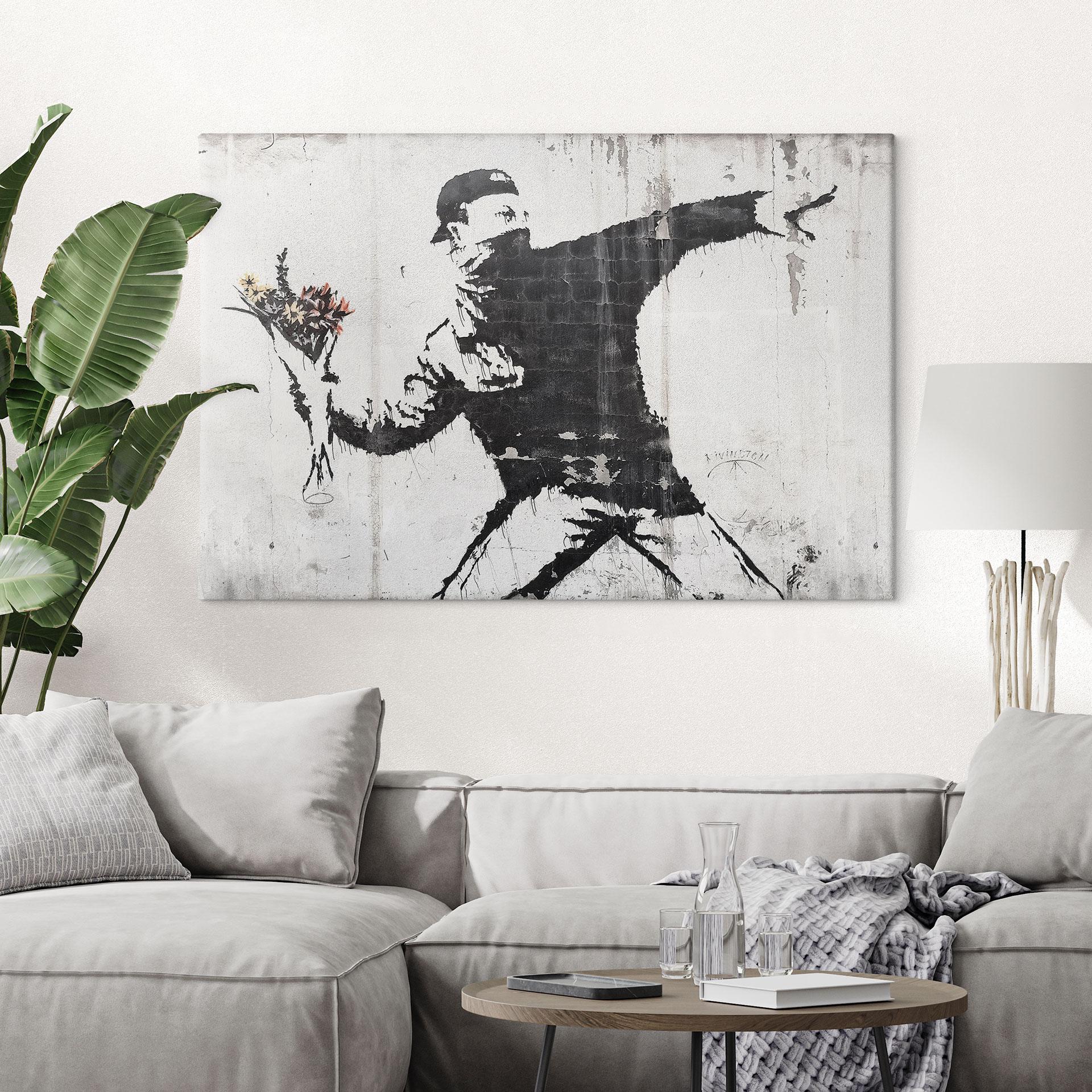 Canvasbillede - Banksy - Flower Thrower