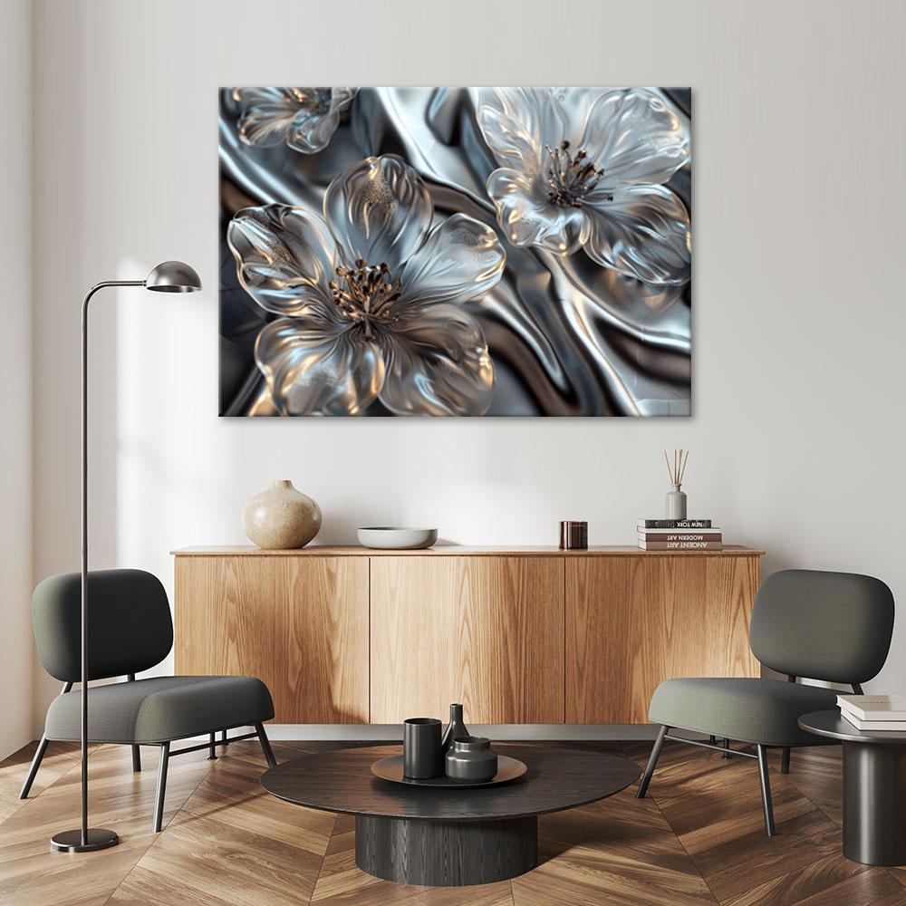 Canvasbillede, Elegante sølvblomster