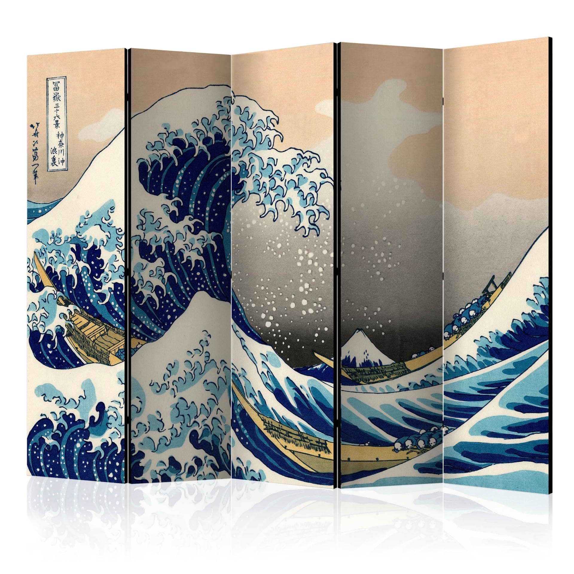 Screen room divider - Den store bølge ud for Kanagawa, 3-delt