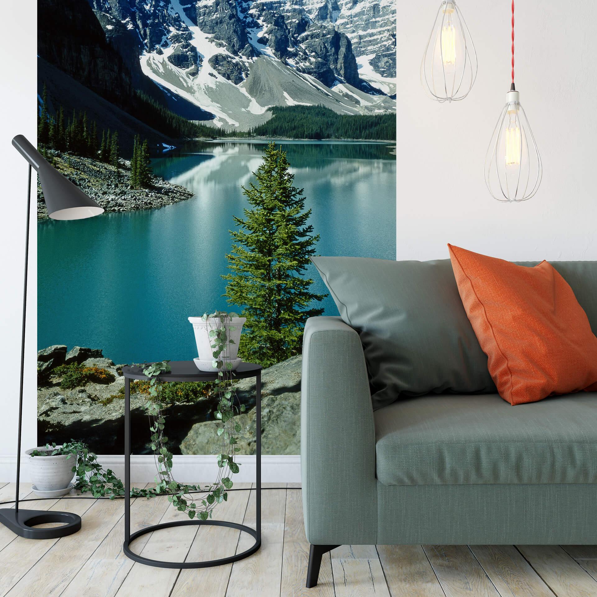 Fototapet Bjergsø-idyl - 192x260 cm
