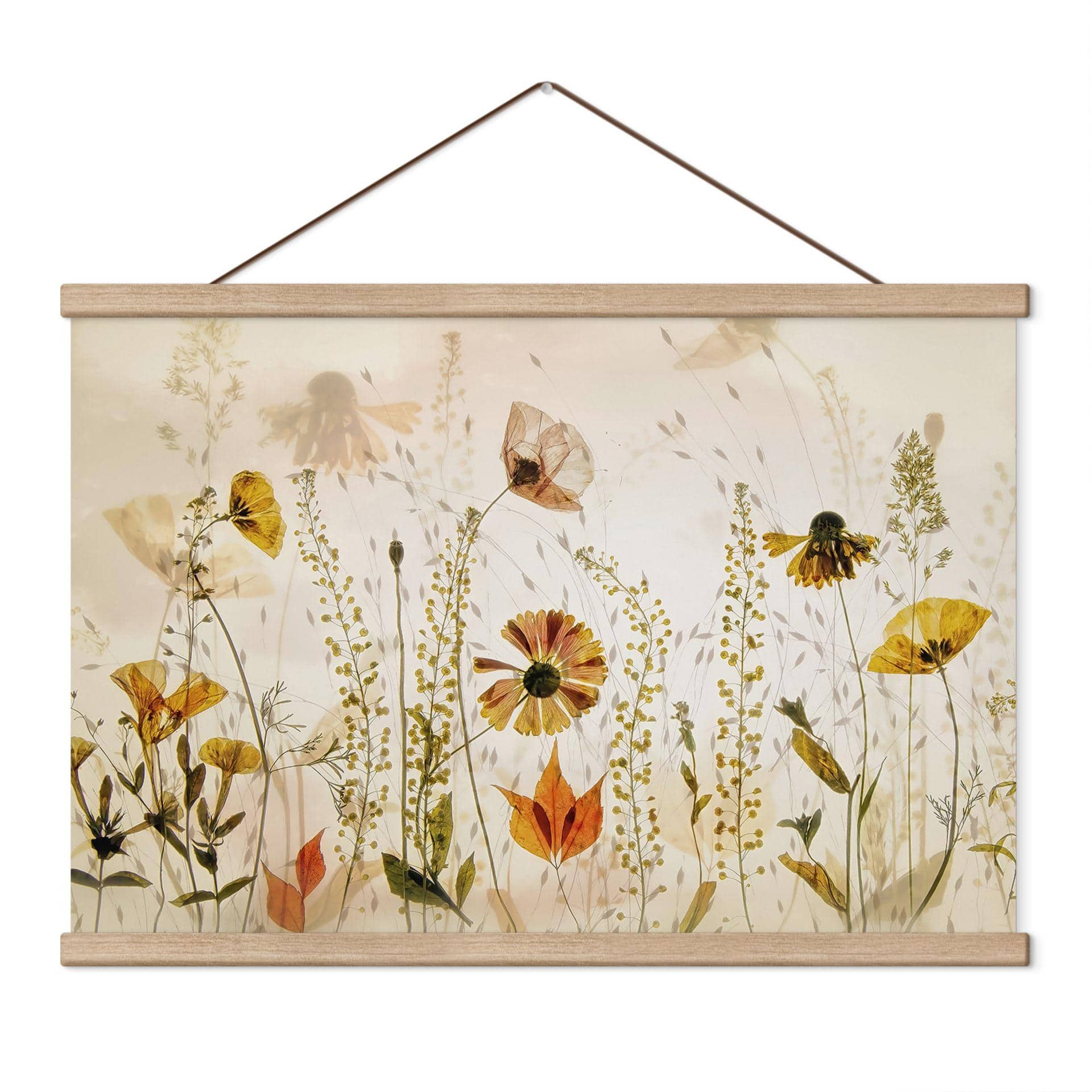 Textielposter Wilde weidebloemen in zonlicht - Talen