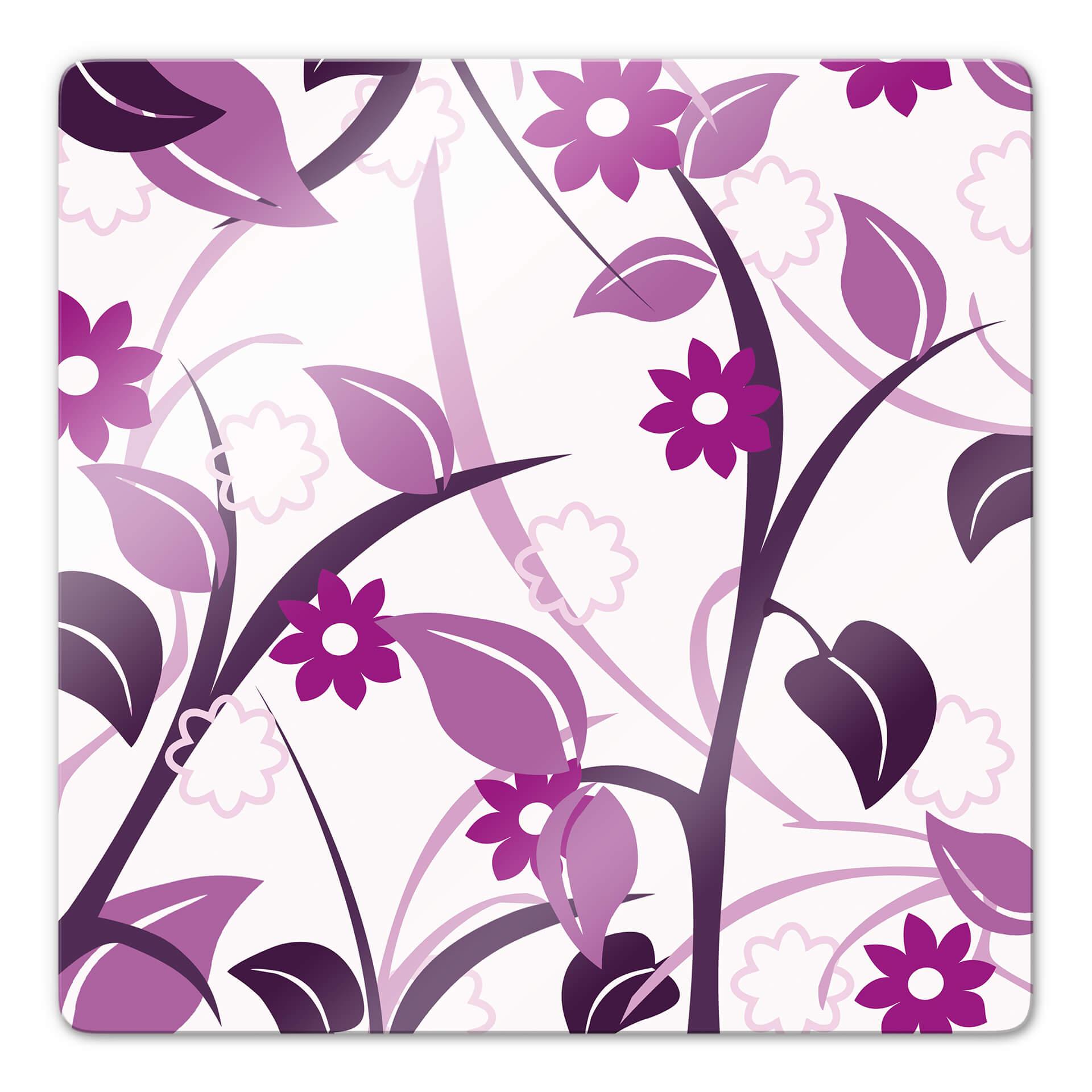Glasbillede - Violet Blomstersymfoni