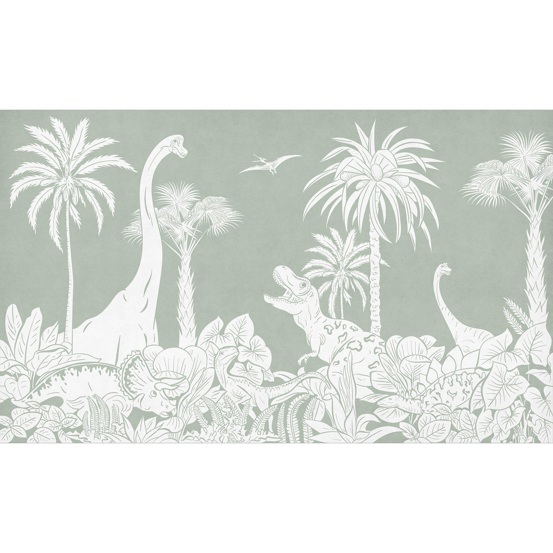 Groene prehistorische werelden - Fotobehang onder palmbomen - Kikki Belle