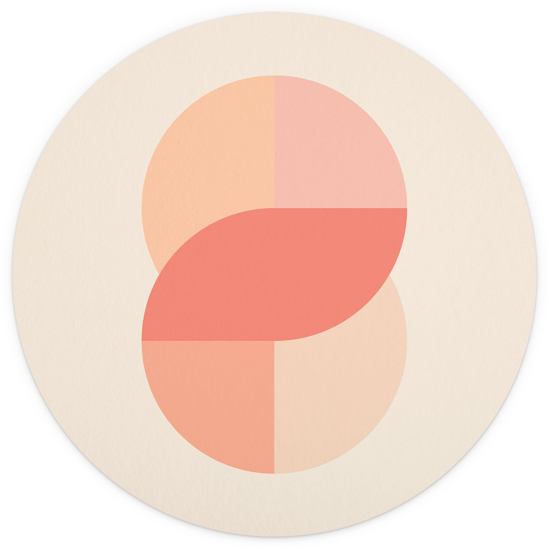 Behangcirkel Geometrische vormen in oranje-roze - 1X Studio - vliesbehang/zelfklevend vliesbehang