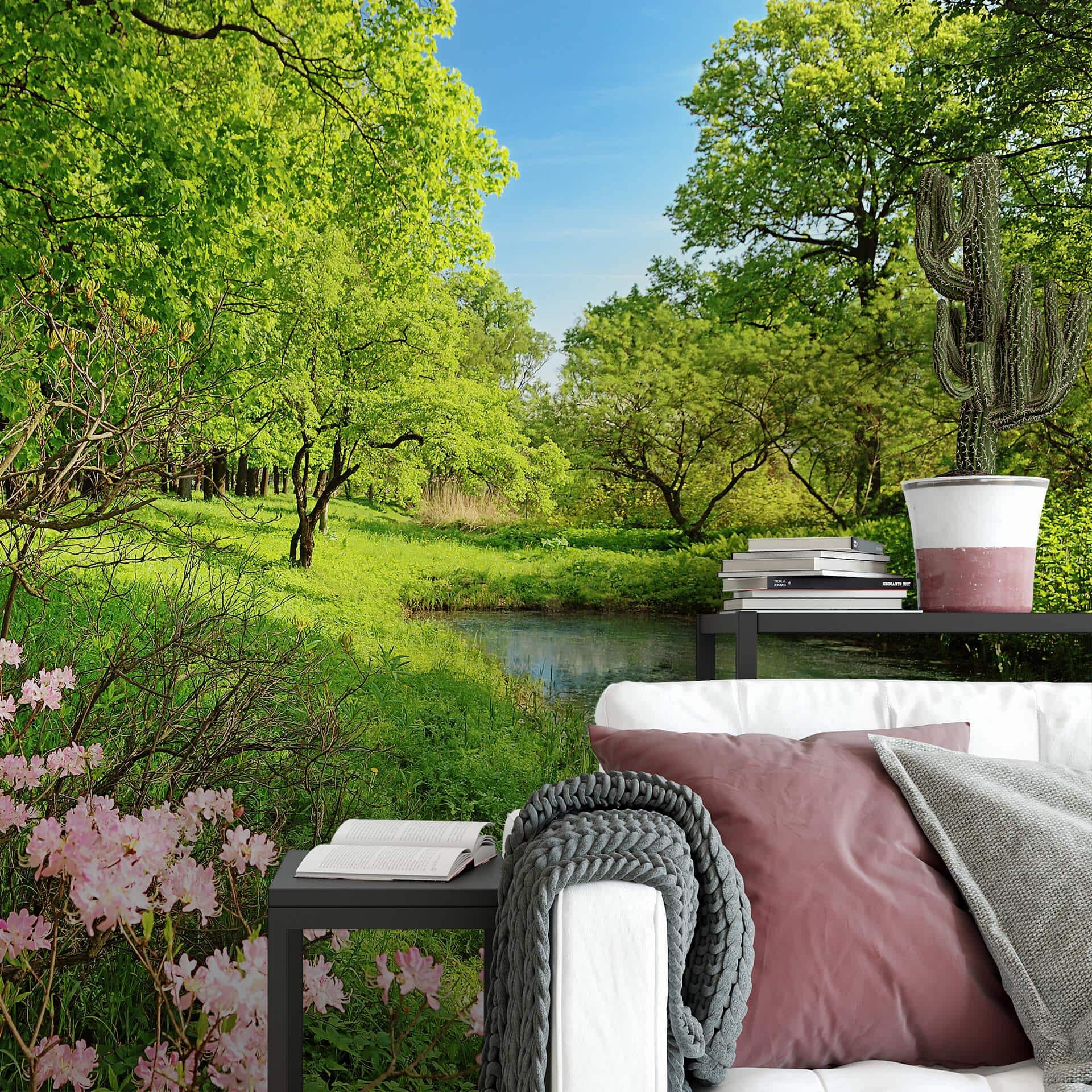 Fotobehang Papierbehang Park in de Lente - 366x254 cm
