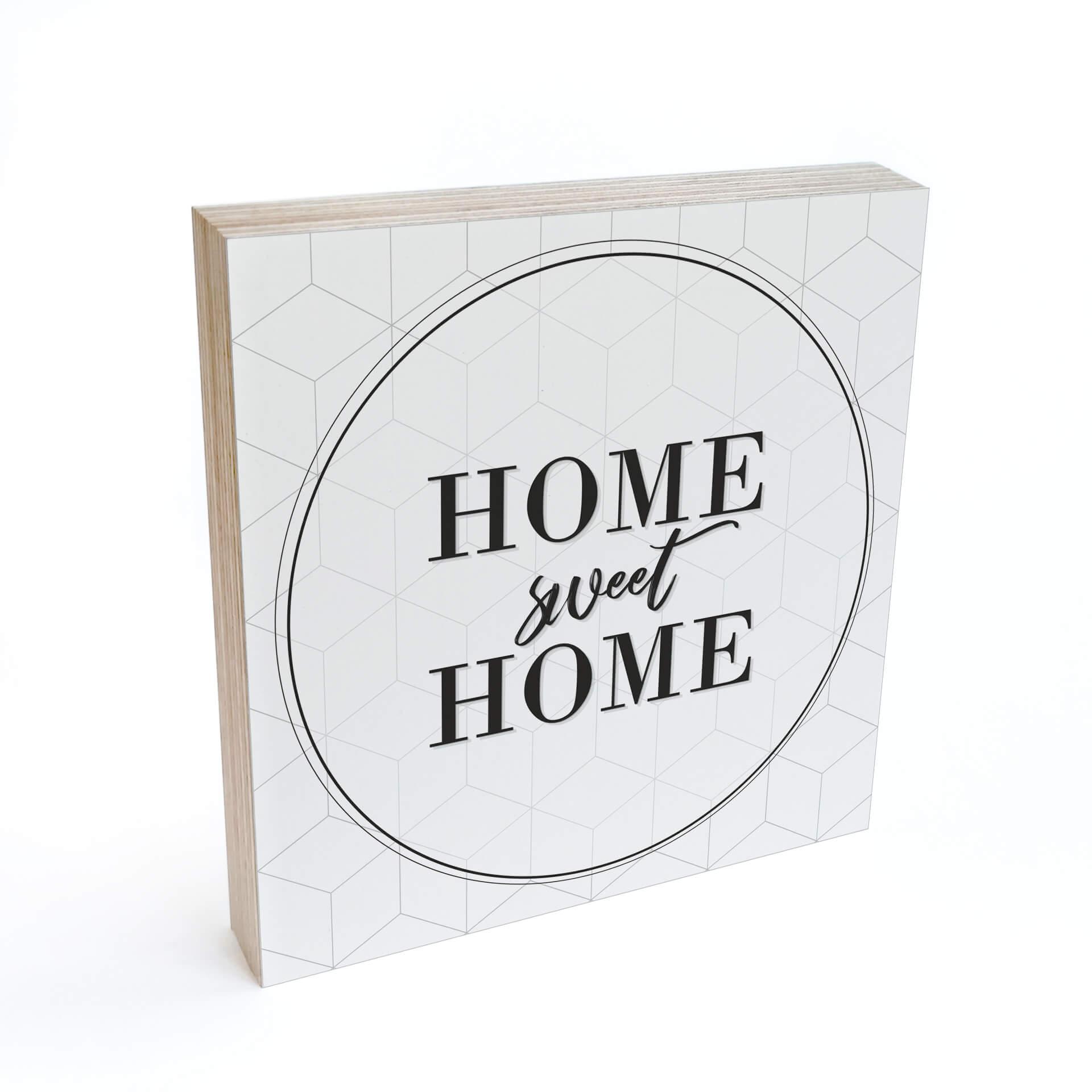 Billede af træ til at sætte op - Home sweet home - 15x15 cm