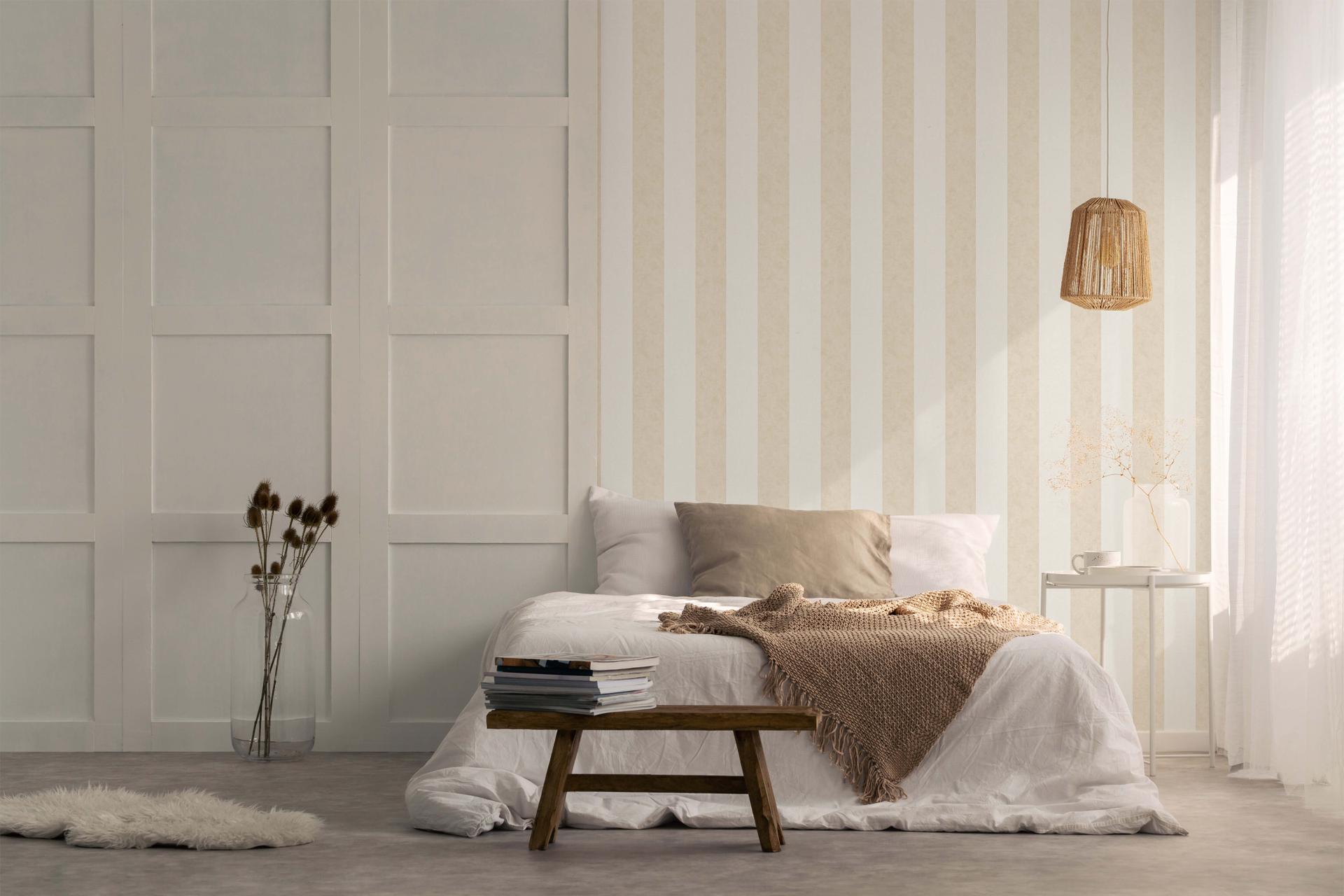 Gestreept behang vliesbehang Shades Iconic wit beige